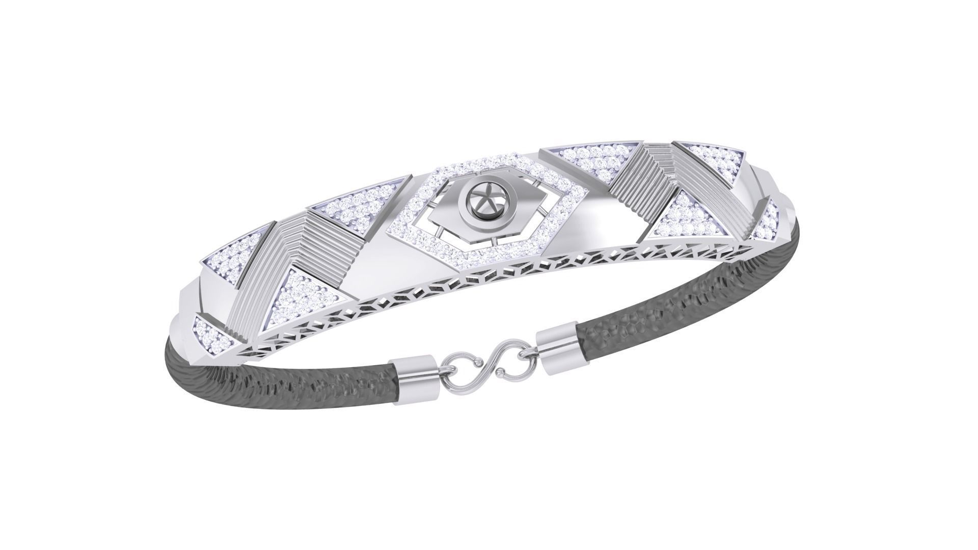 Screw Head Black Belt Unisex Diamond Bracelet 3dm stl obj gltf  3D print model_1