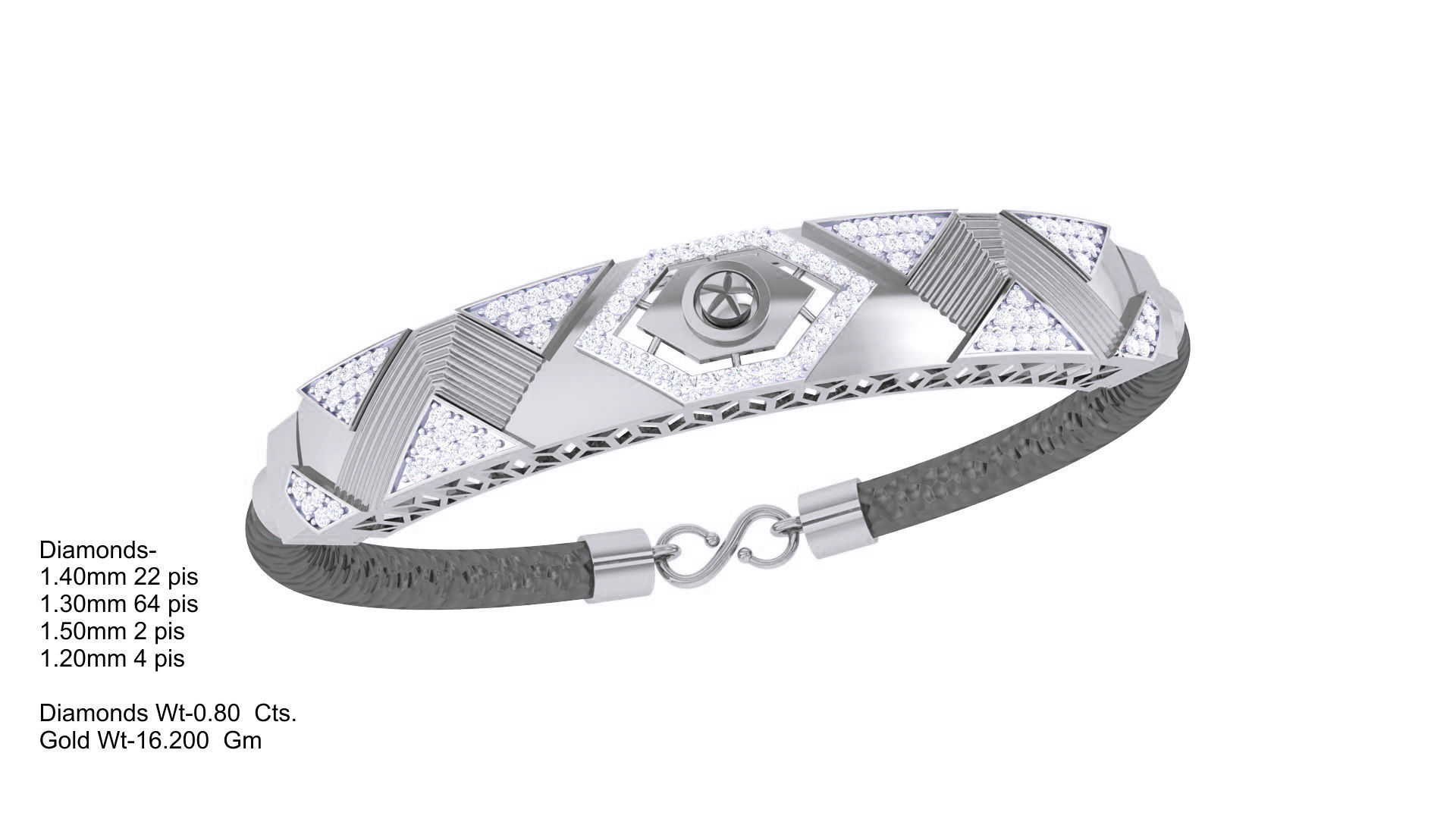 Screw Head Black Belt Unisex Diamond Bracelet 3dm stl obj gltf  3D print model_5