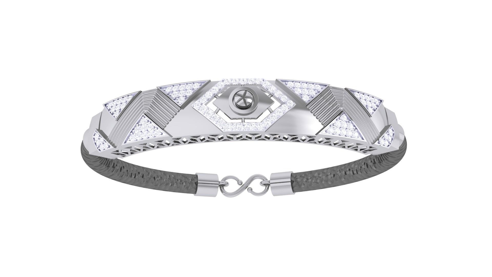 Screw Head Black Belt Unisex Diamond Bracelet 3dm stl obj gltf  3D print model_10