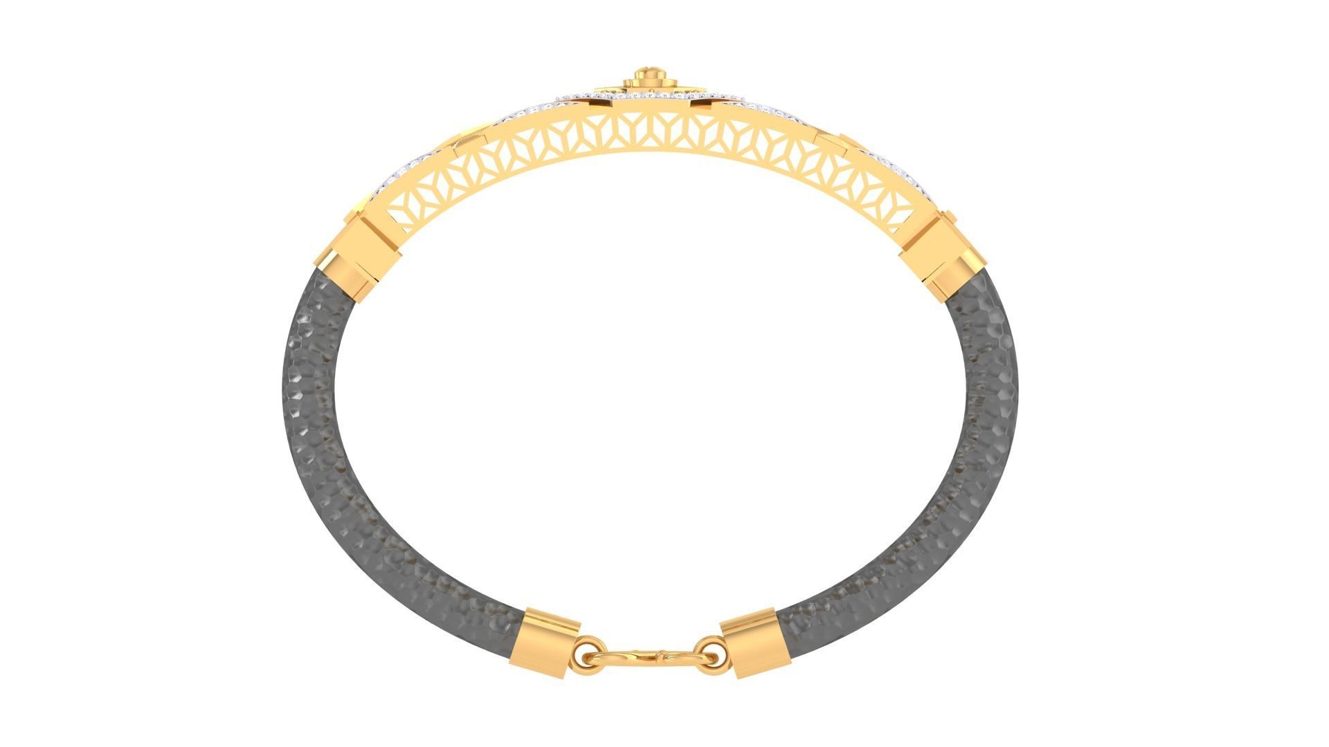 Screw Head Black Belt Unisex Diamond Bracelet 3dm stl obj gltf  3D print model_12