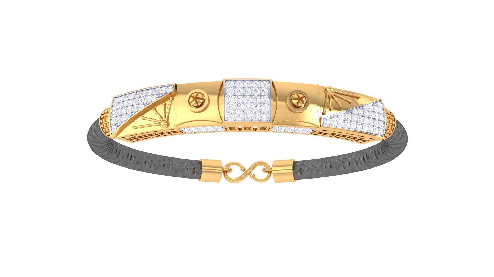 Screw Head Black Belt Unisex Diamond Bracelet 3dm stl obj gltf  3D print model_9