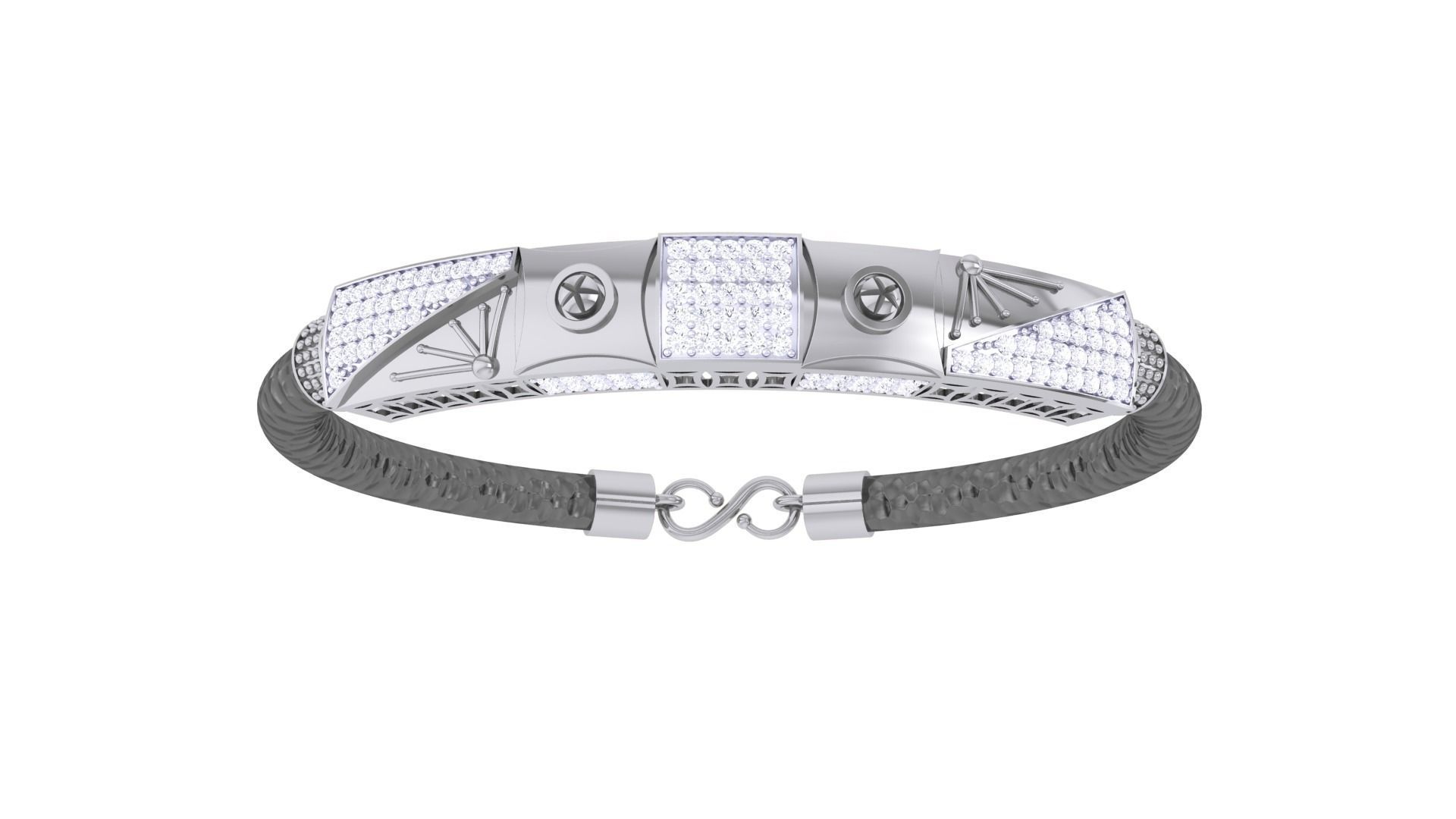 Screw Head Black Belt Unisex Diamond Bracelet 3dm stl obj gltf  3D print model_11