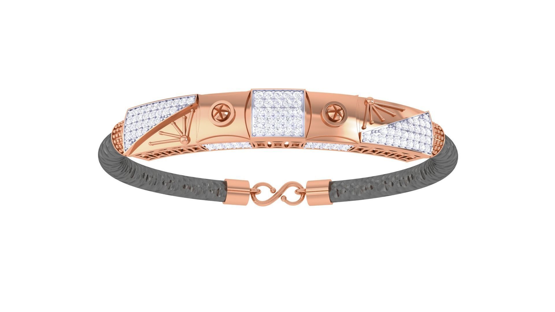 Screw Head Black Belt Unisex Diamond Bracelet 3dm stl obj gltf  3D print model_10