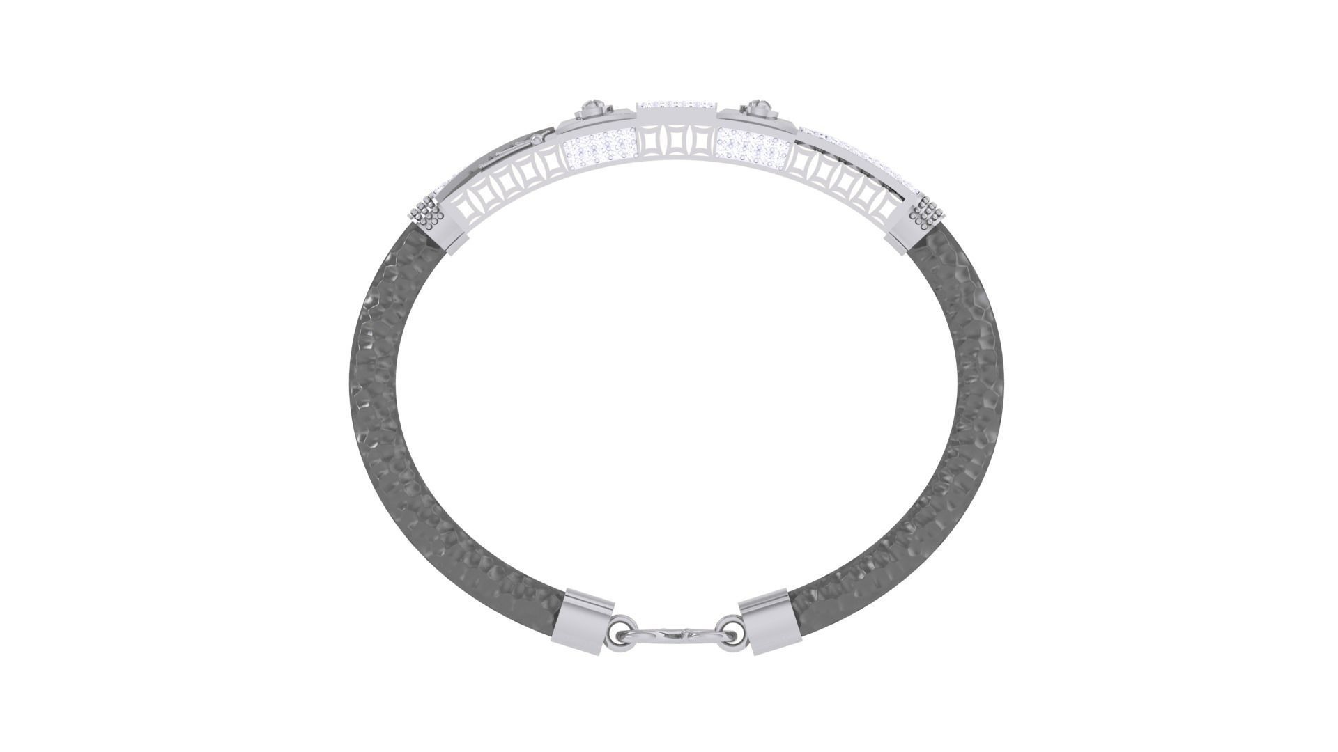 Screw Head Black Belt Unisex Diamond Bracelet 3dm stl obj gltf  3D print model_13