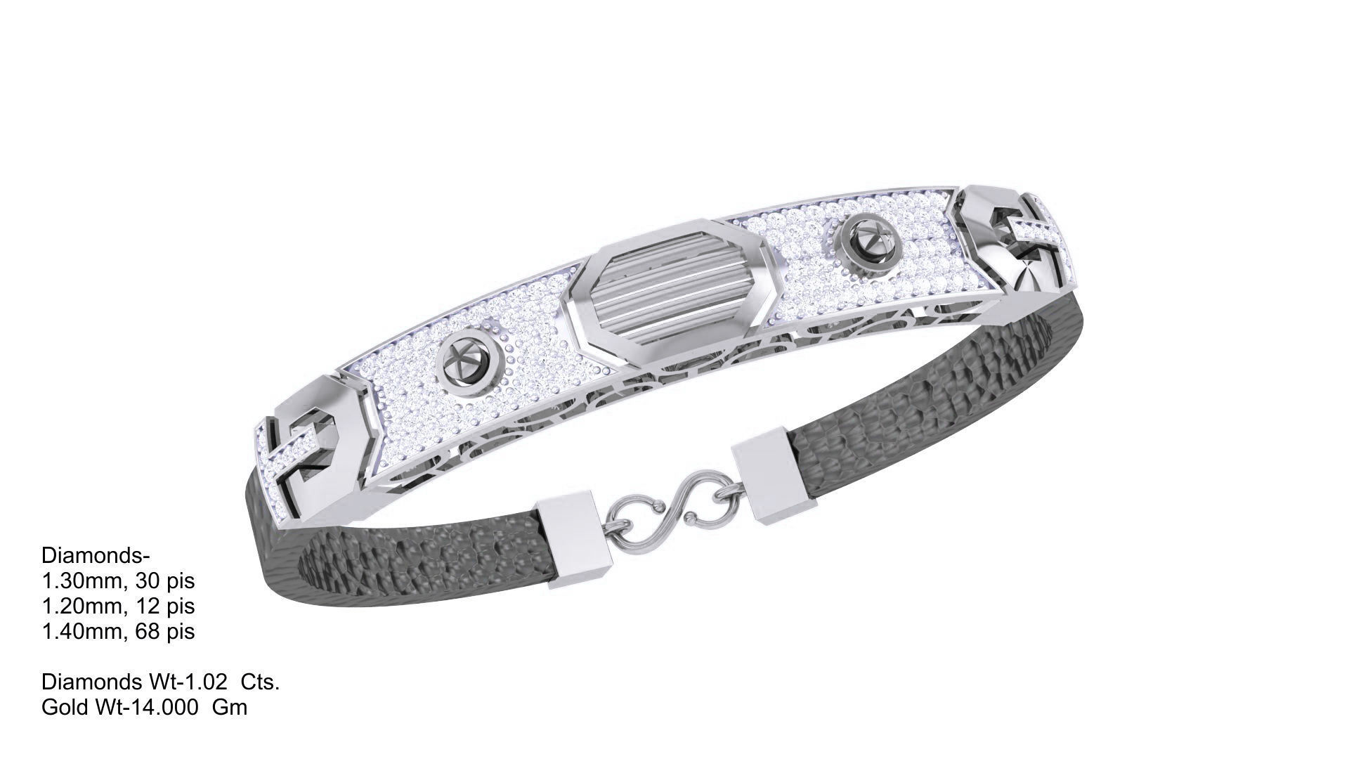 Screw Head Black Belt Unisex Diamond Bracelet 3dm stl obj gltf  3D print model_5