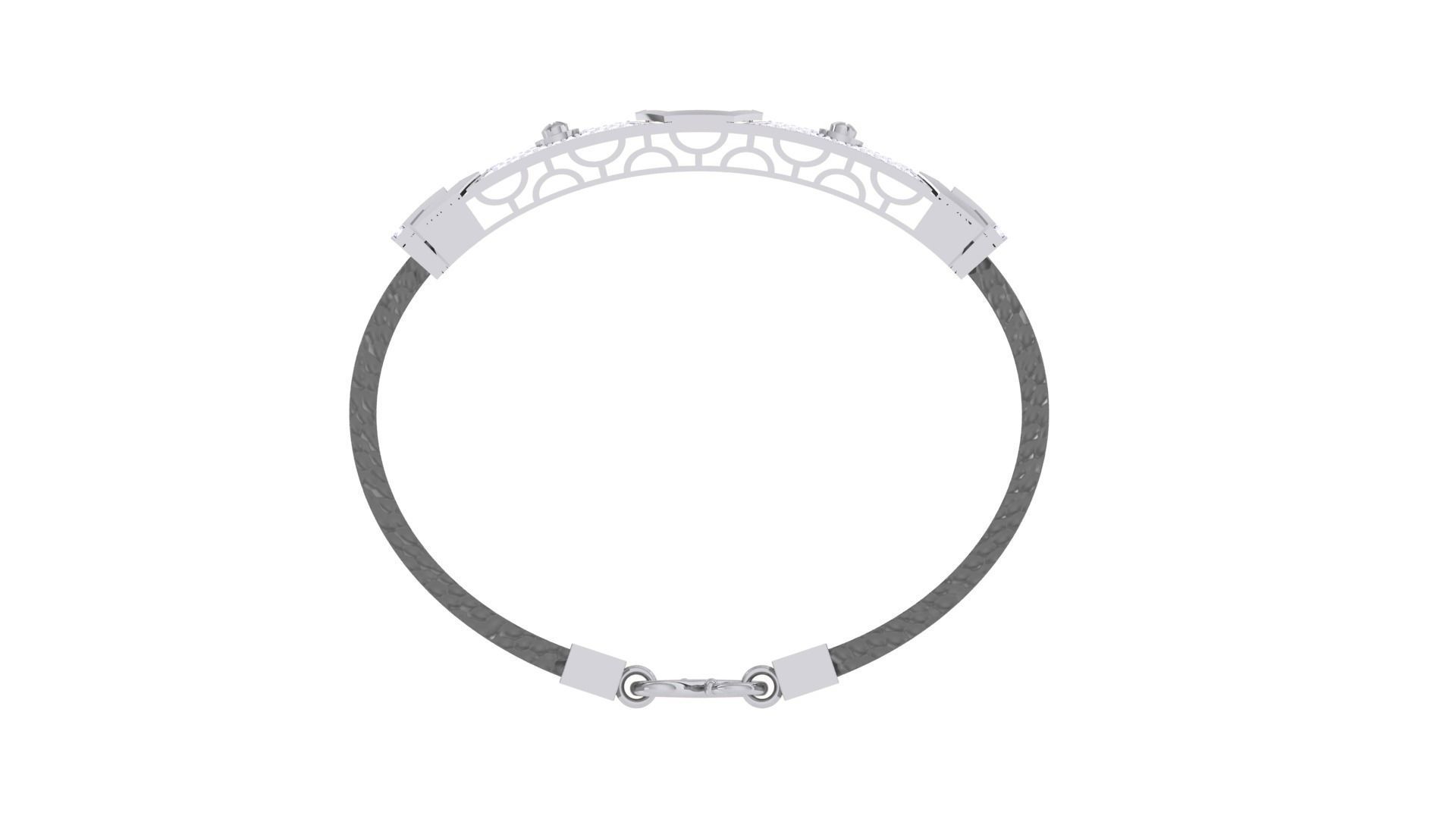 Screw Head Black Belt Unisex Diamond Bracelet 3dm stl obj gltf  3D print model_13