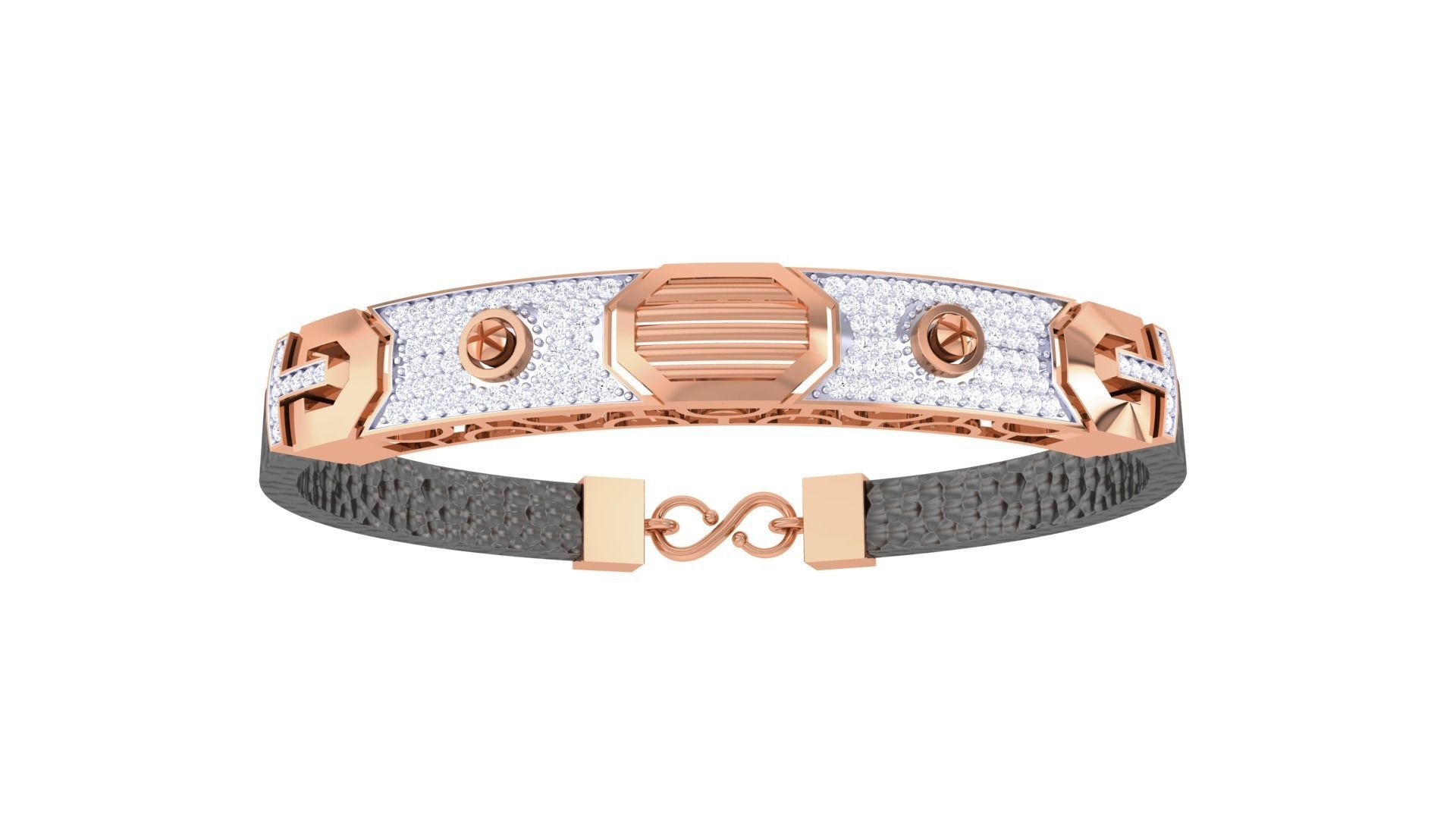 Screw Head Black Belt Unisex Diamond Bracelet 3dm stl obj gltf  3D print model_11