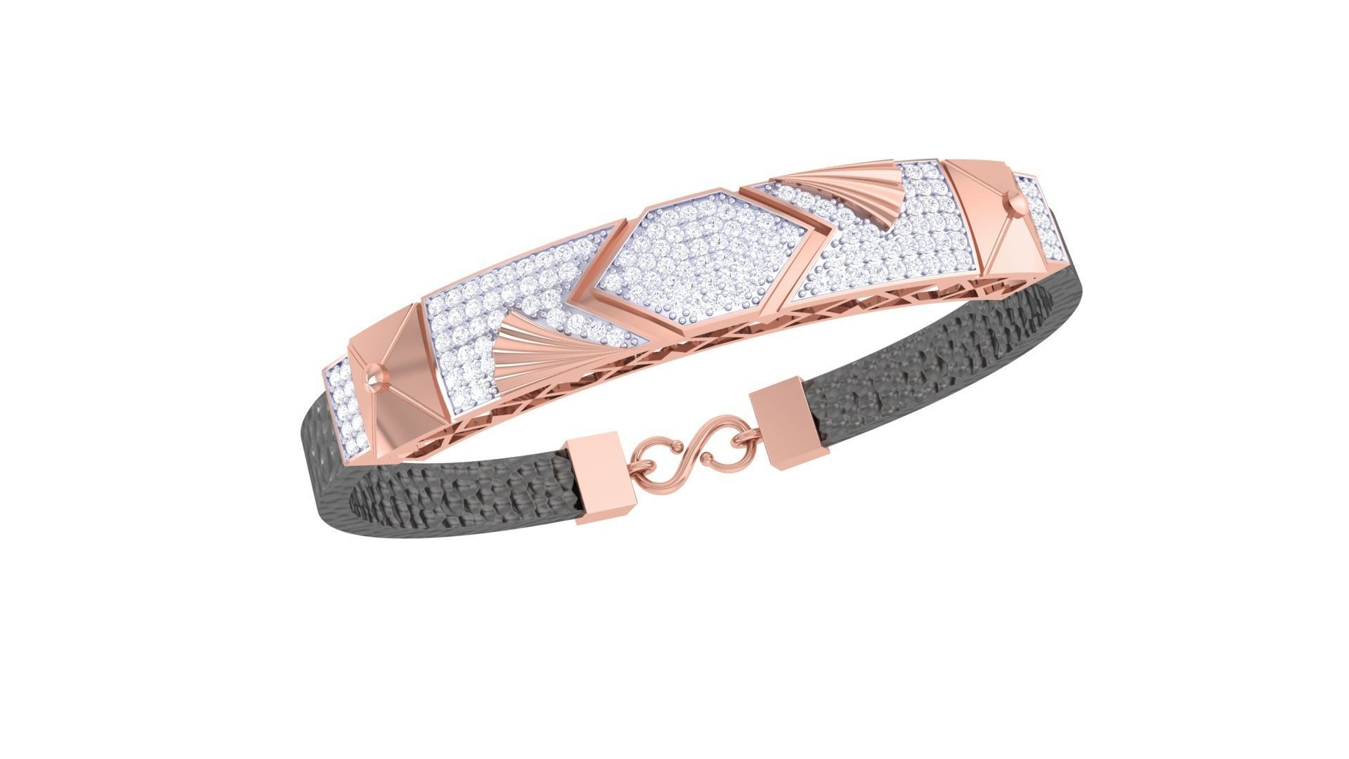 Black Belt Unisex Diamond Bracelet 3dm stl obj gltf glb 3mf 3D print model_3