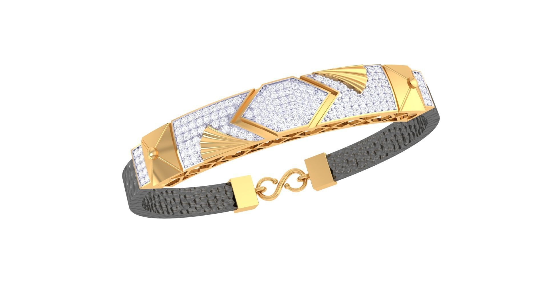 Black Belt Unisex Diamond Bracelet 3dm stl obj gltf glb 3mf 3D print model_2