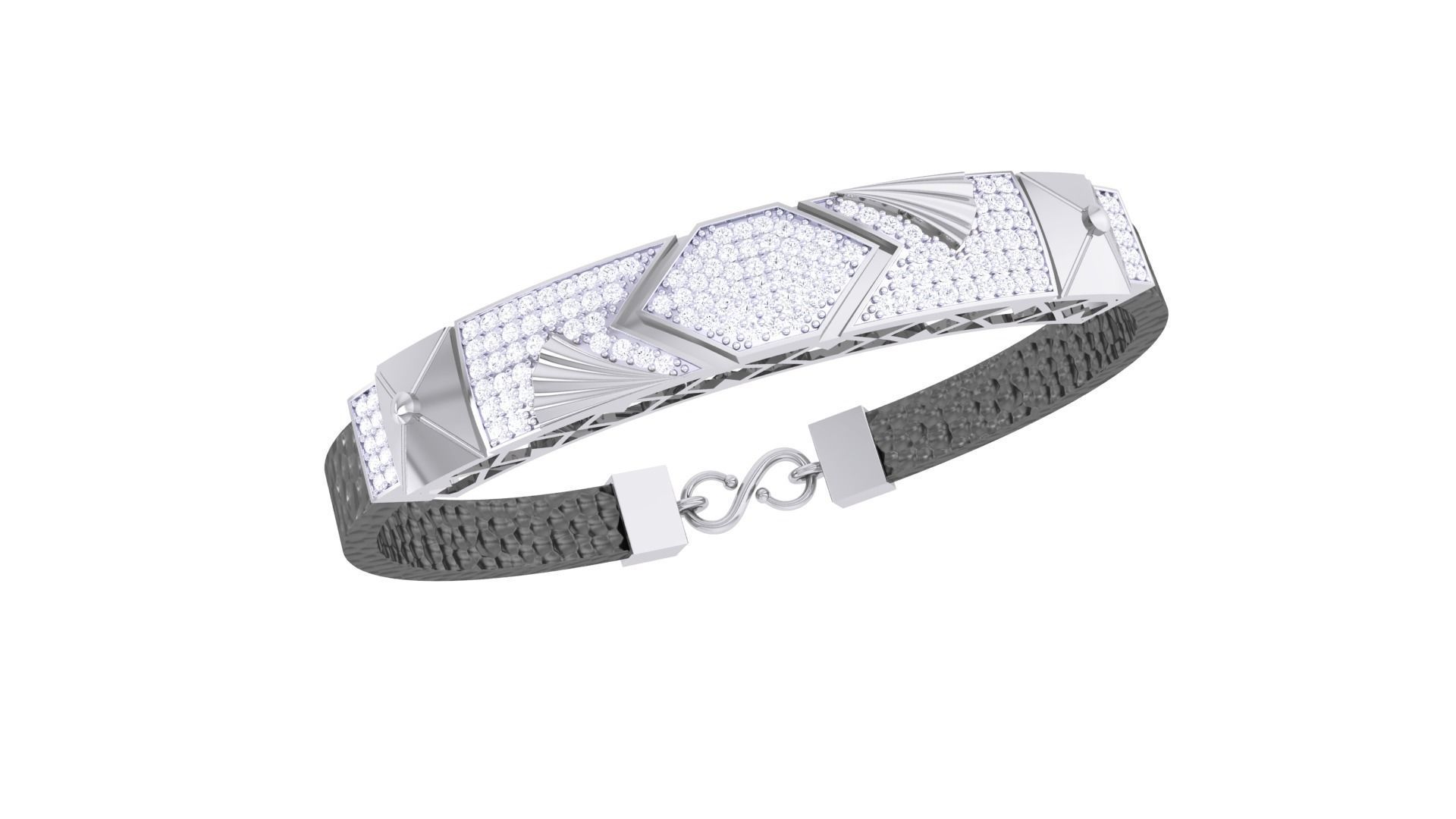 Black Belt Unisex Diamond Bracelet 3dm stl obj gltf glb 3mf 3D print model_1