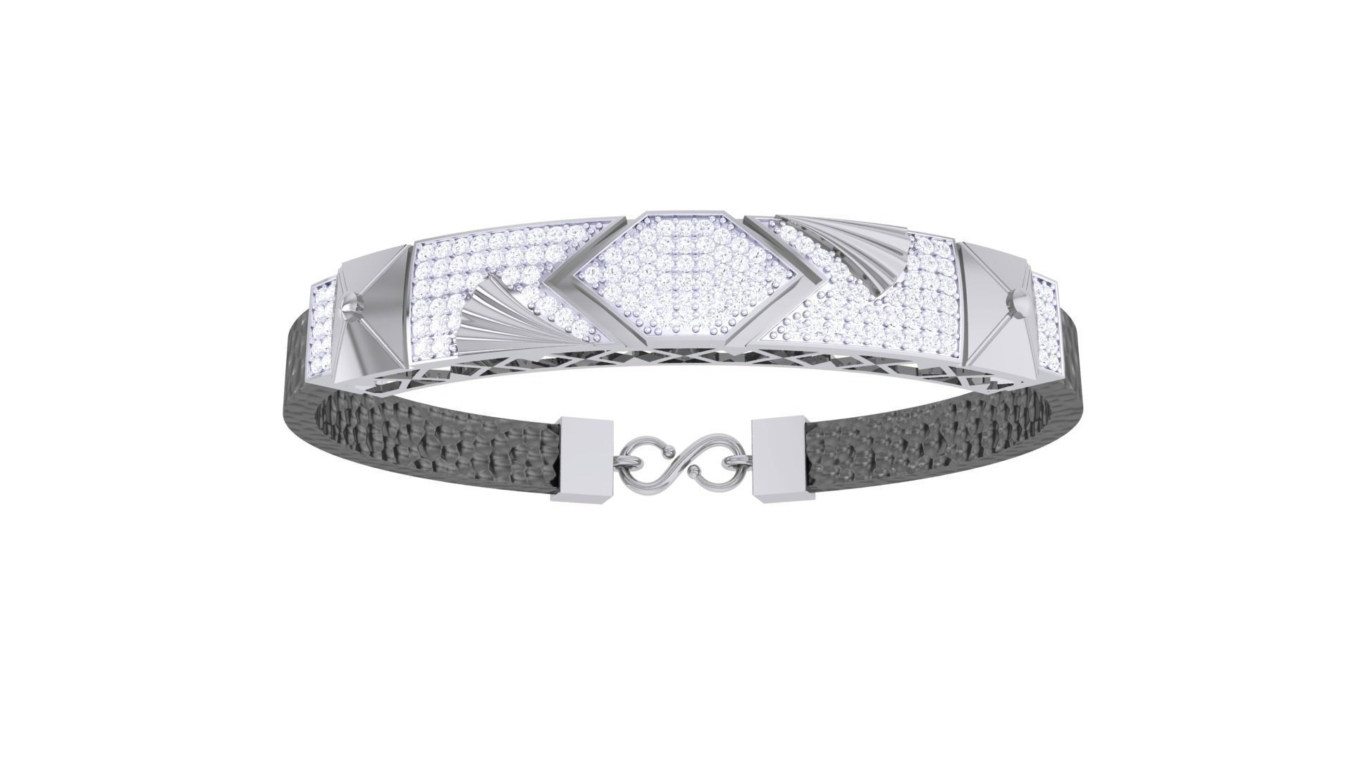 Black Belt Unisex Diamond Bracelet 3dm stl obj gltf glb 3mf 3D print model_10