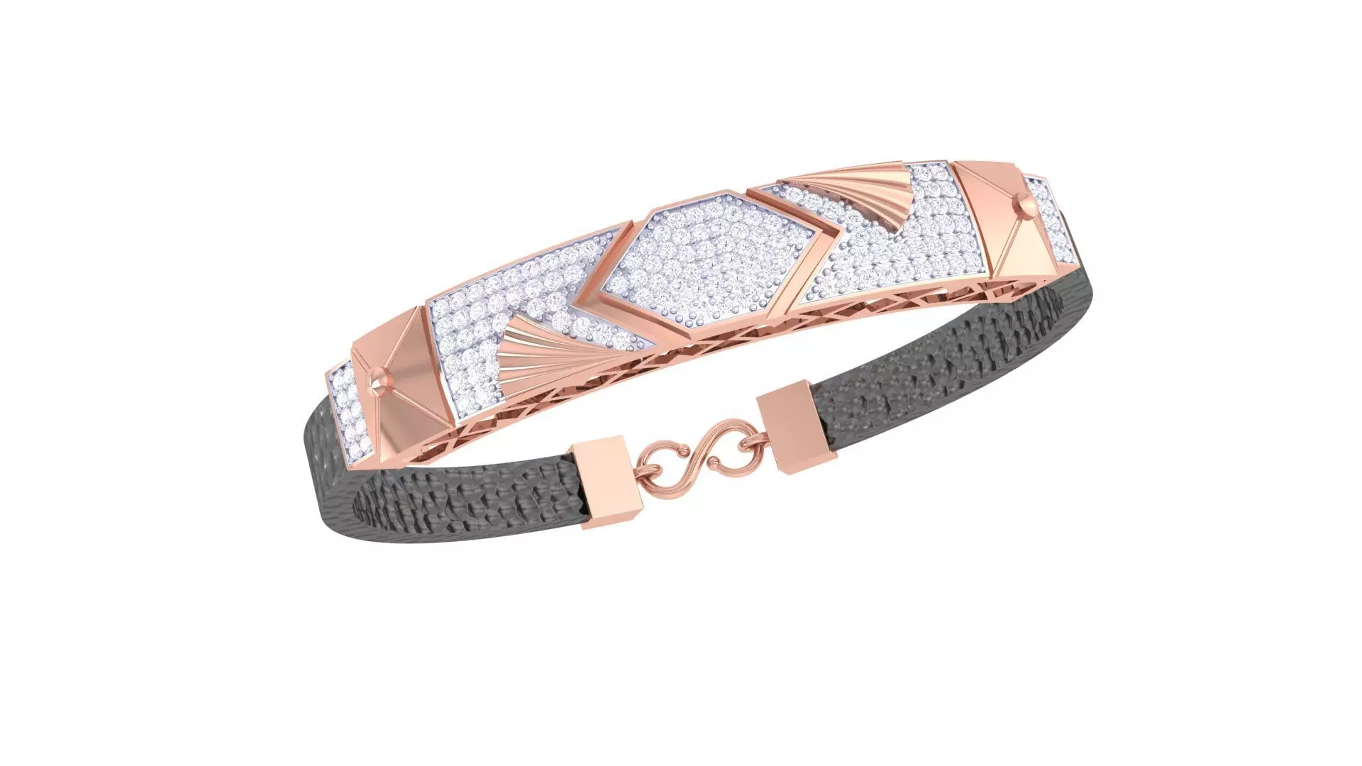 Black Belt Unisex Diamond Bracelet 3dm stl obj gltf glb 3mf 3D print model_0