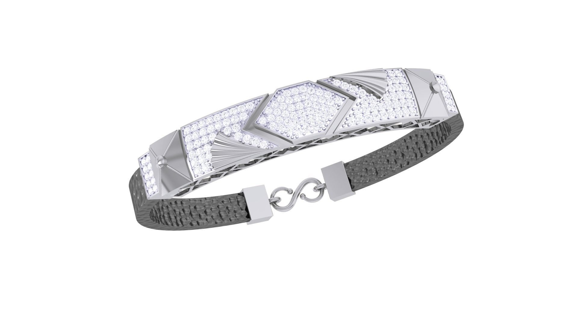 Black Belt Unisex Diamond Bracelet 3dm stl obj gltf glb 3mf 3D print model_7