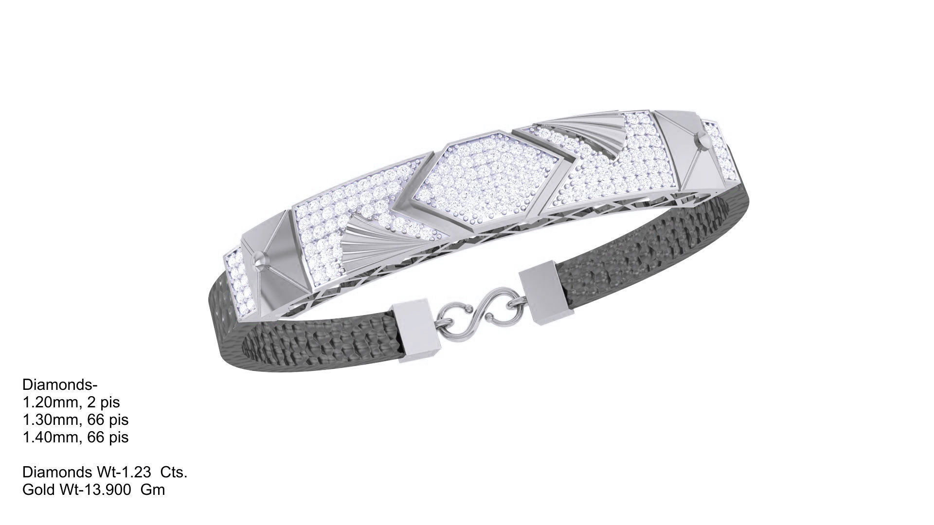 Black Belt Unisex Diamond Bracelet 3dm stl obj gltf glb 3mf 3D print model_5