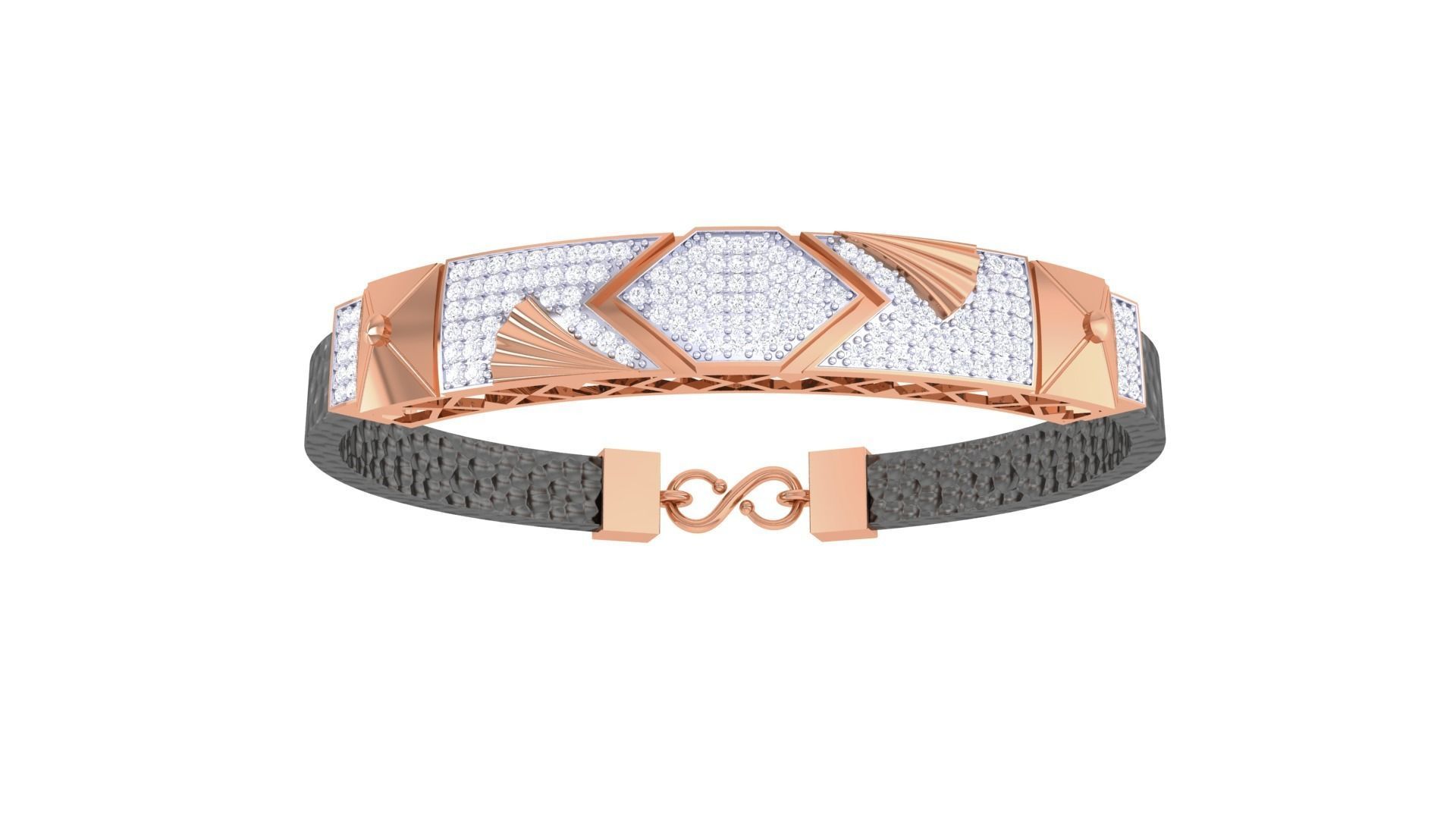 Black Belt Unisex Diamond Bracelet 3dm stl obj gltf glb 3mf 3D print model_11