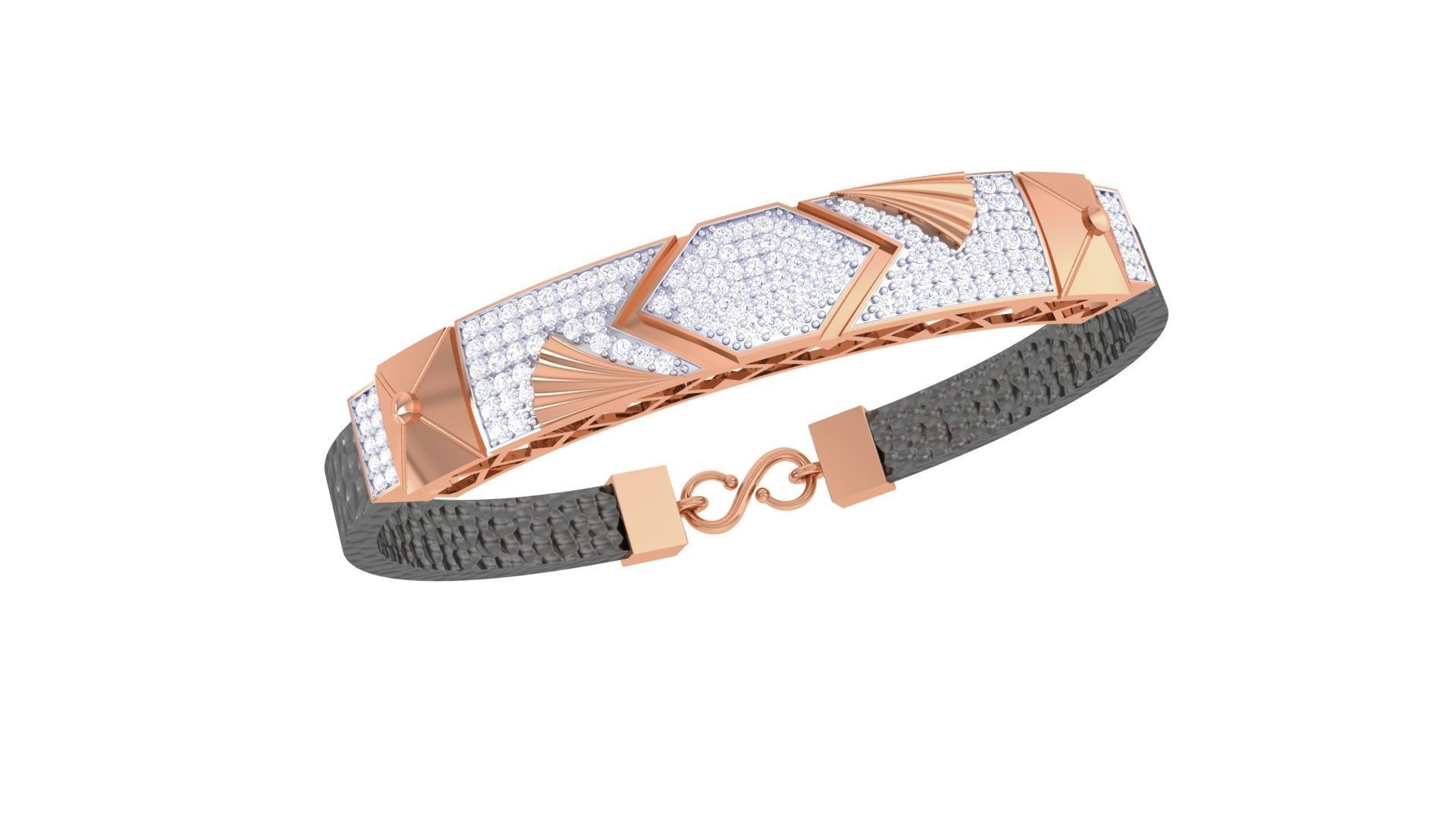 Black Belt Unisex Diamond Bracelet 3dm stl obj gltf glb 3mf 3D print model_8