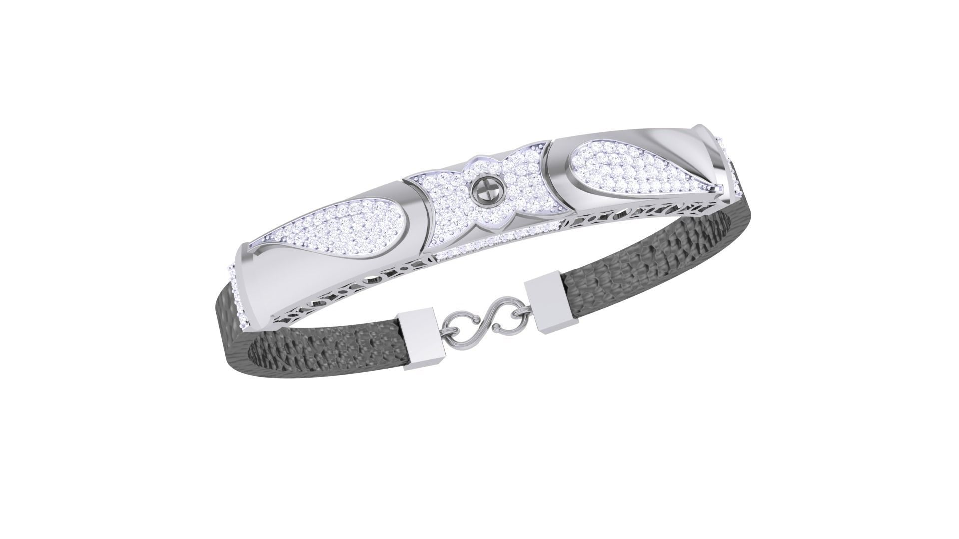 Screw Head Black Belt Unisex Diamond Bracelet 3dm stl obj gltf  3D print model_7