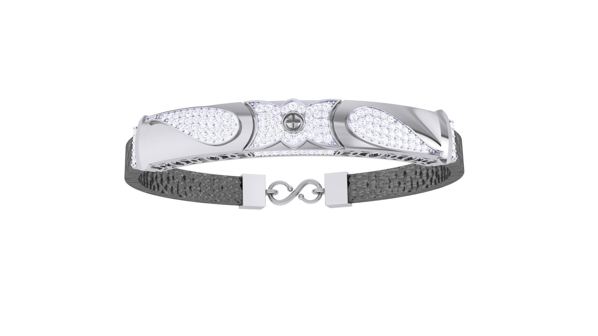 Screw Head Black Belt Unisex Diamond Bracelet 3dm stl obj gltf  3D print model_10