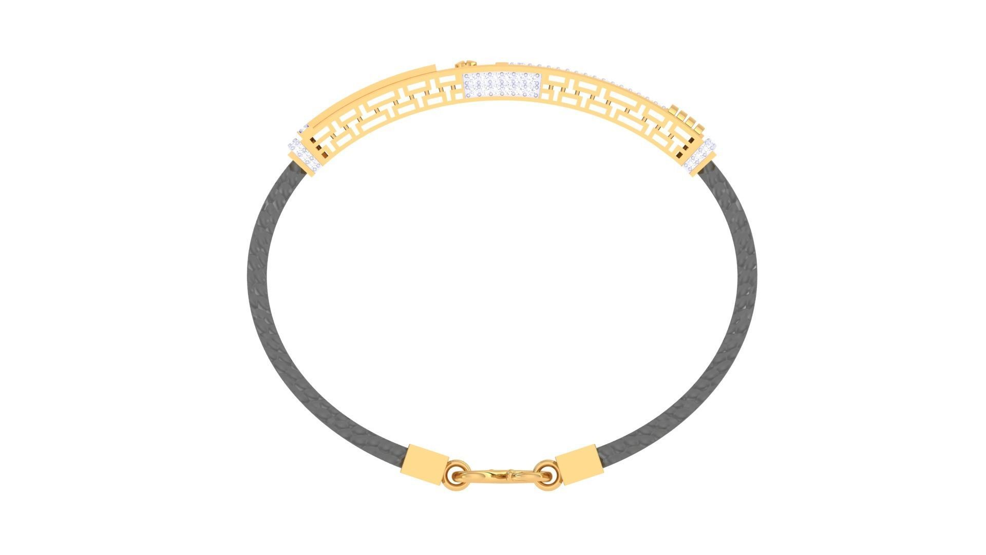 Screw Head Black Belt Unisex Diamond Bracelet 3dm stl obj gltf  3D print model_12