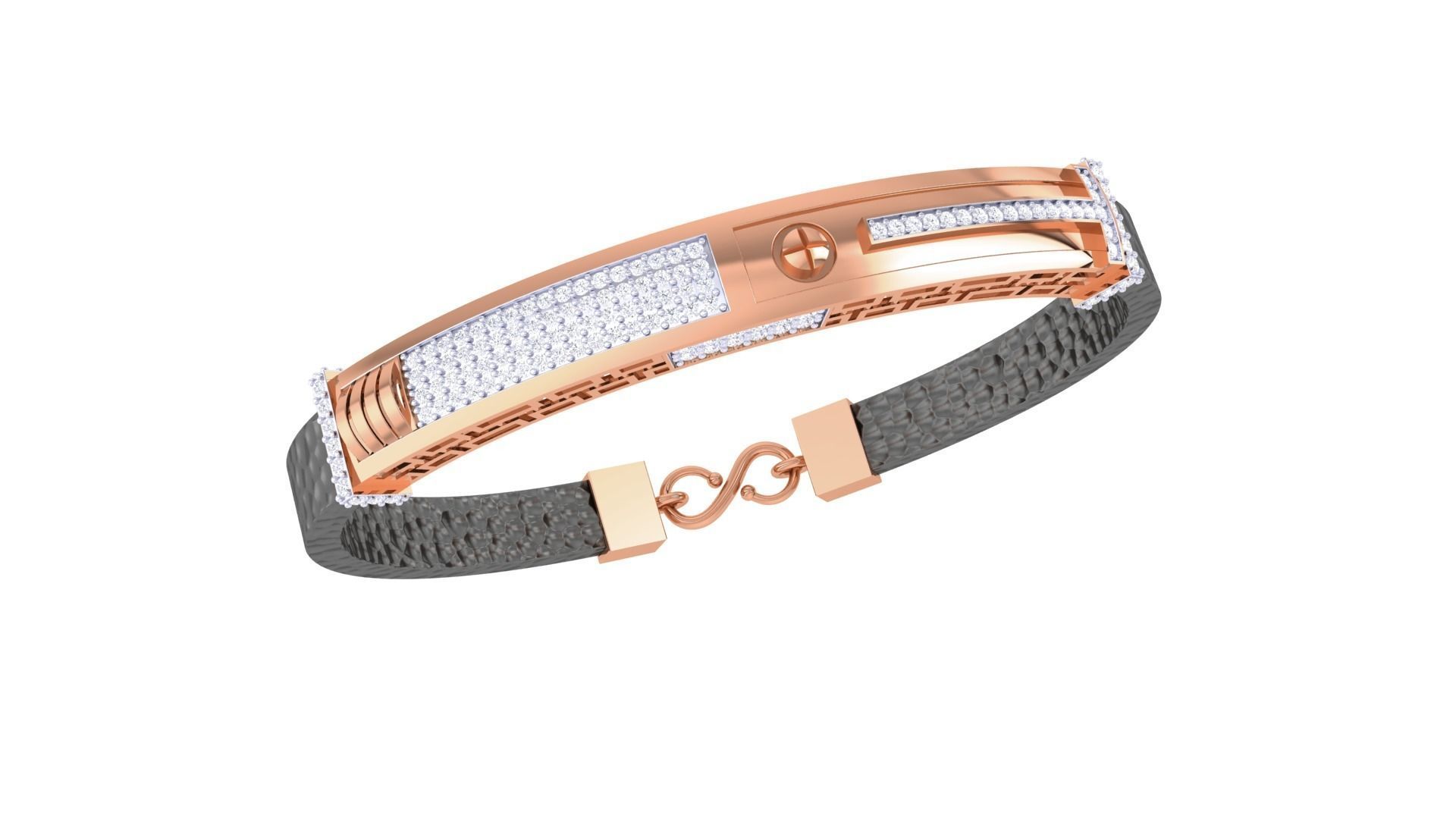 Screw Head Black Belt Unisex Diamond Bracelet 3dm stl obj gltf  3D print model_8