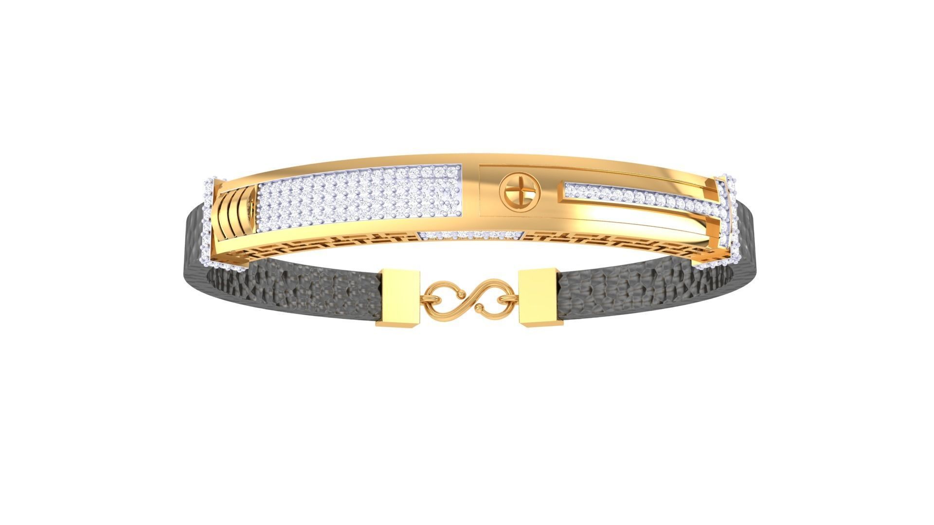 Screw Head Black Belt Unisex Diamond Bracelet 3dm stl obj gltf  3D print model_10