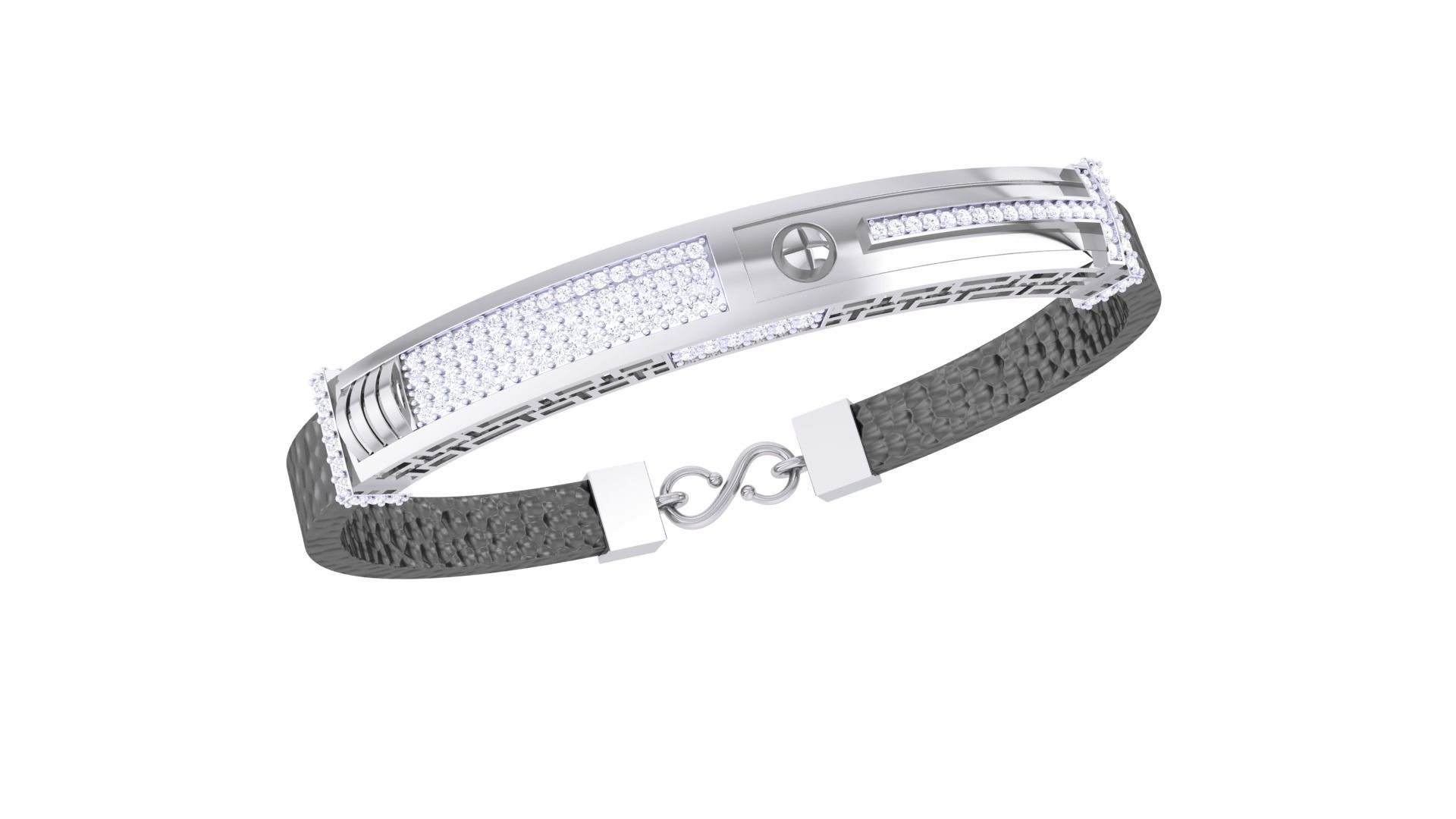 Screw Head Black Belt Unisex Diamond Bracelet 3dm stl obj gltf  3D print model_1