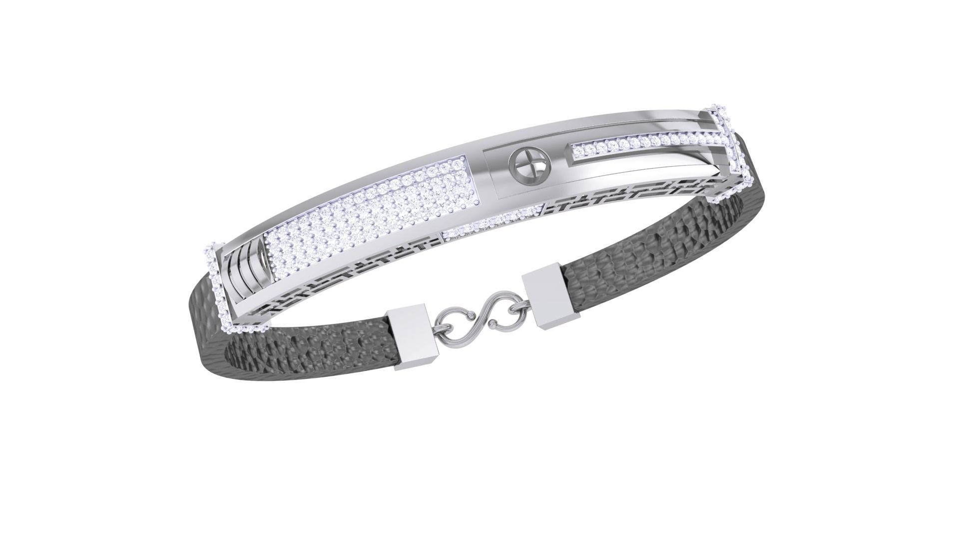 Screw Head Black Belt Unisex Diamond Bracelet 3dm stl obj gltf  3D print model_7