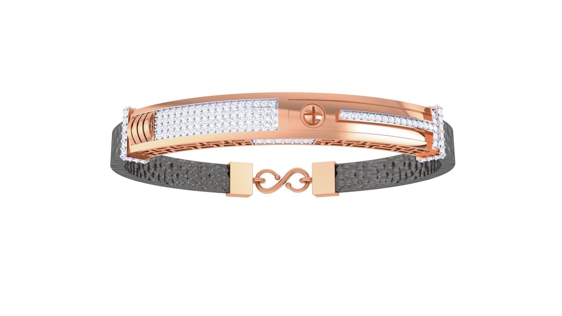 Screw Head Black Belt Unisex Diamond Bracelet 3dm stl obj gltf  3D print model_11