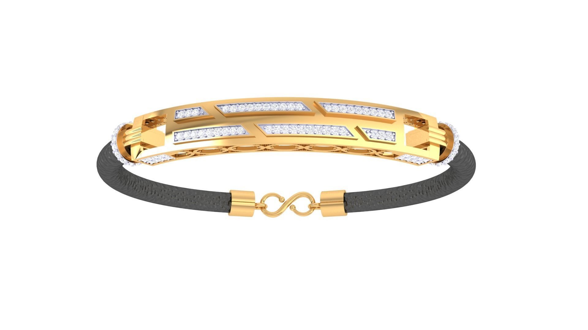 Black Belt Unisex Diamond Bracelet 3dm stl obj gltf glb 3mf 3D print model_7