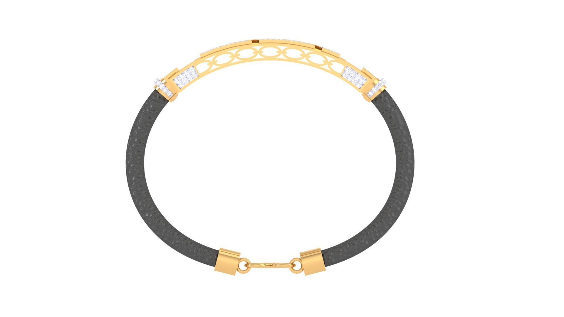 Black Belt Unisex Diamond Bracelet 3dm stl obj gltf glb 3mf 3D print model_12