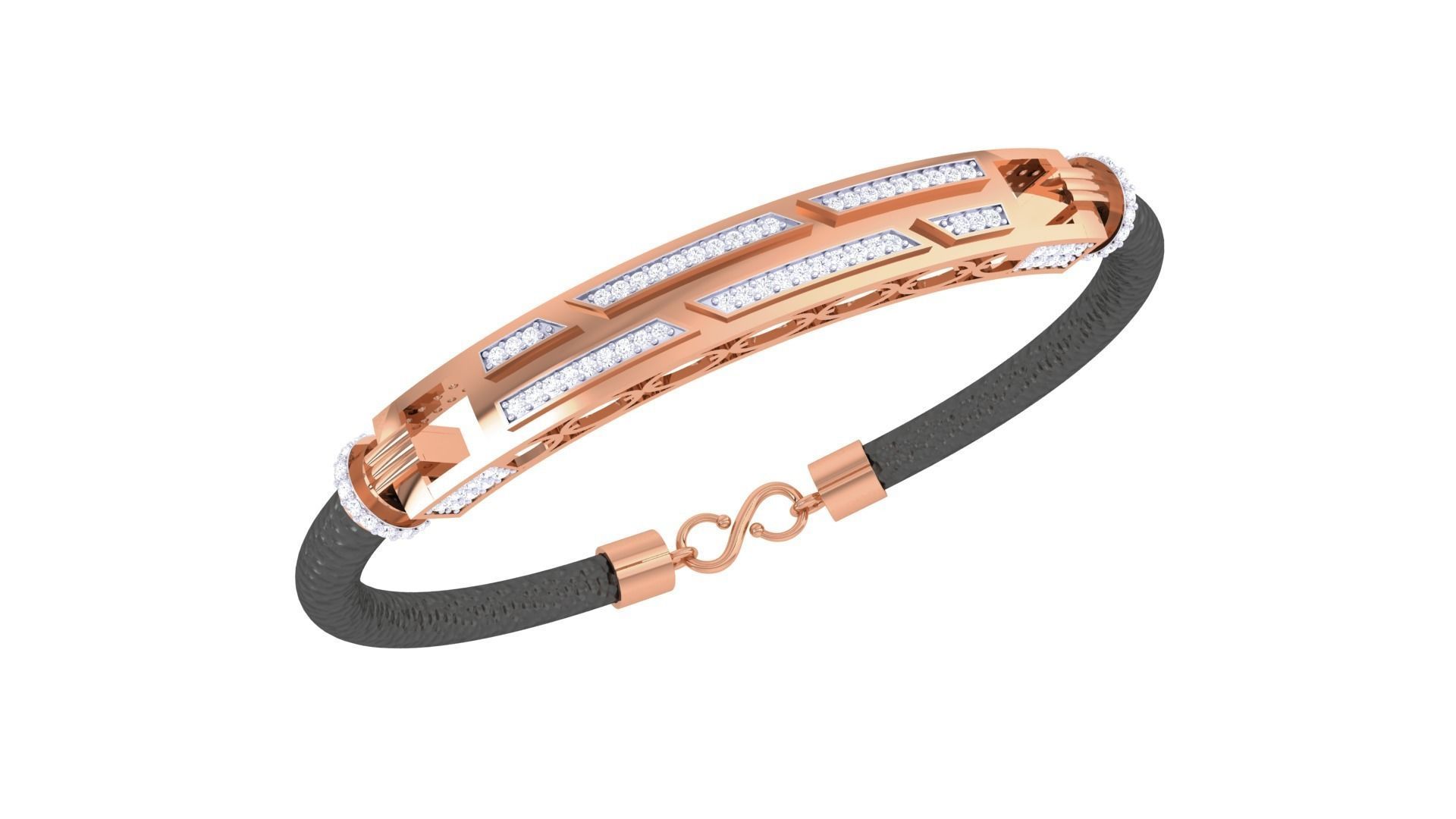 Black Belt Unisex Diamond Bracelet 3dm stl obj gltf glb 3mf 3D print model_6