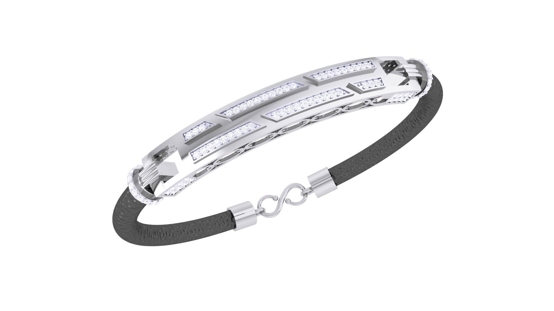 Black Belt Unisex Diamond Bracelet 3dm stl obj gltf glb 3mf 3D print model_9