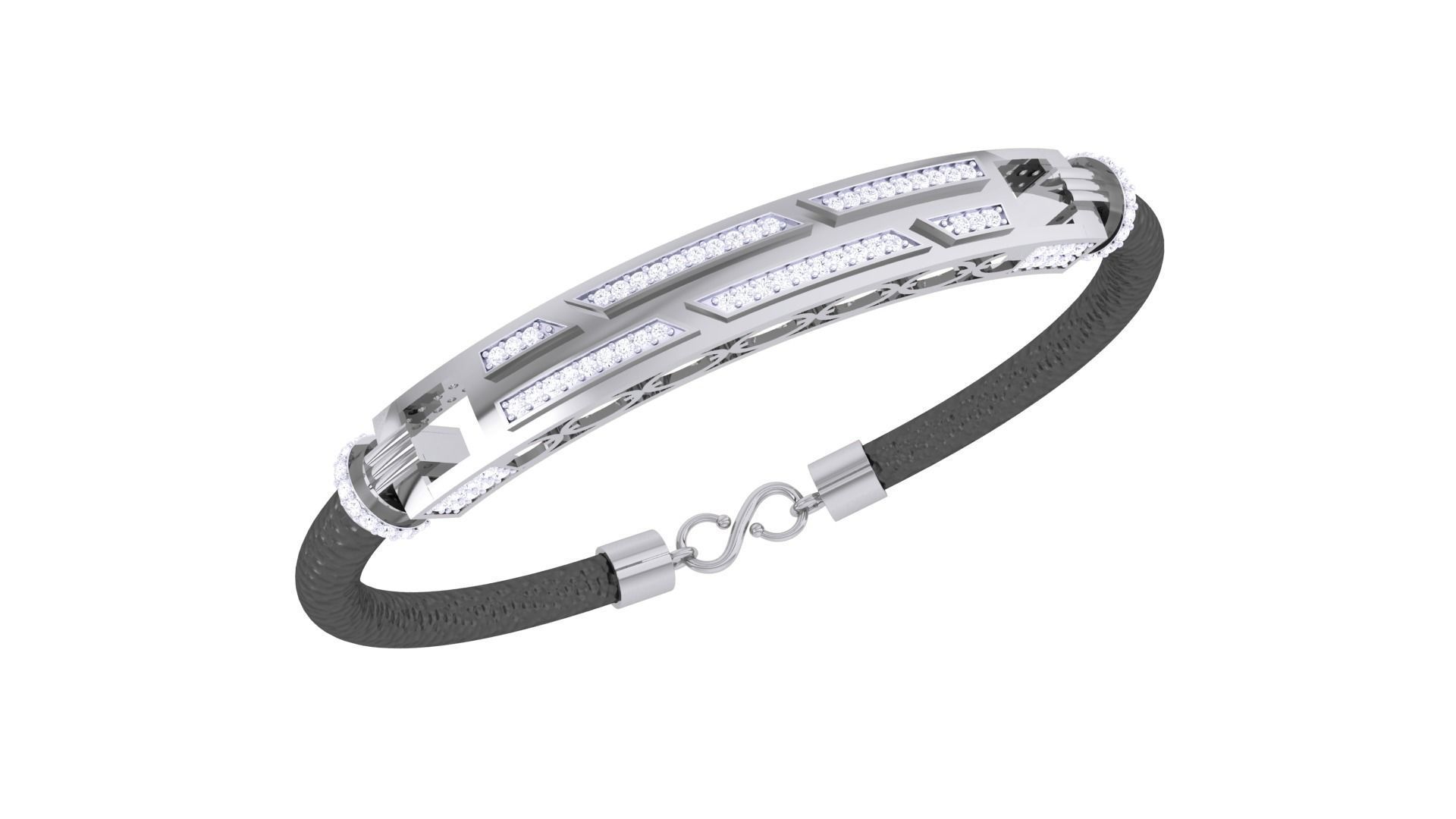 Black Belt Unisex Diamond Bracelet 3dm stl obj gltf glb 3mf 3D print model_2