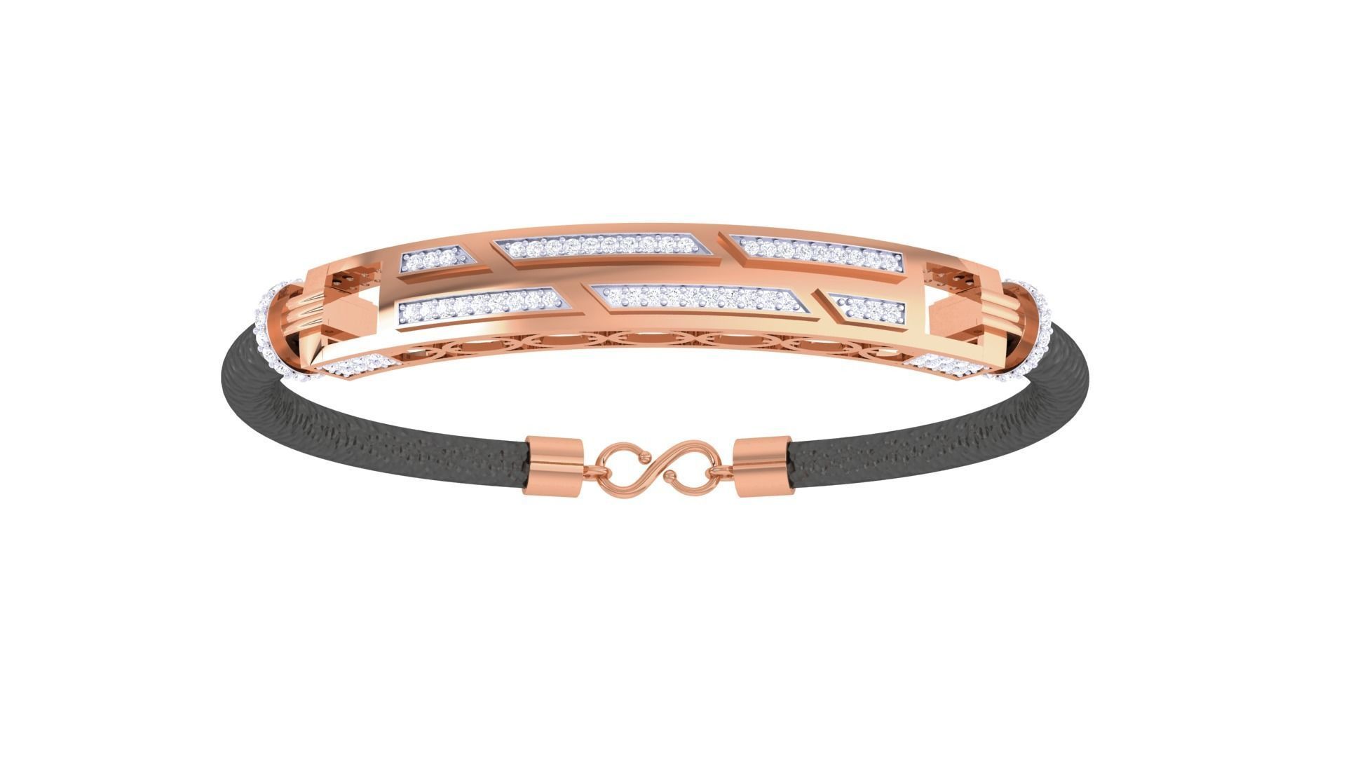 Black Belt Unisex Diamond Bracelet 3dm stl obj gltf glb 3mf 3D print model_11