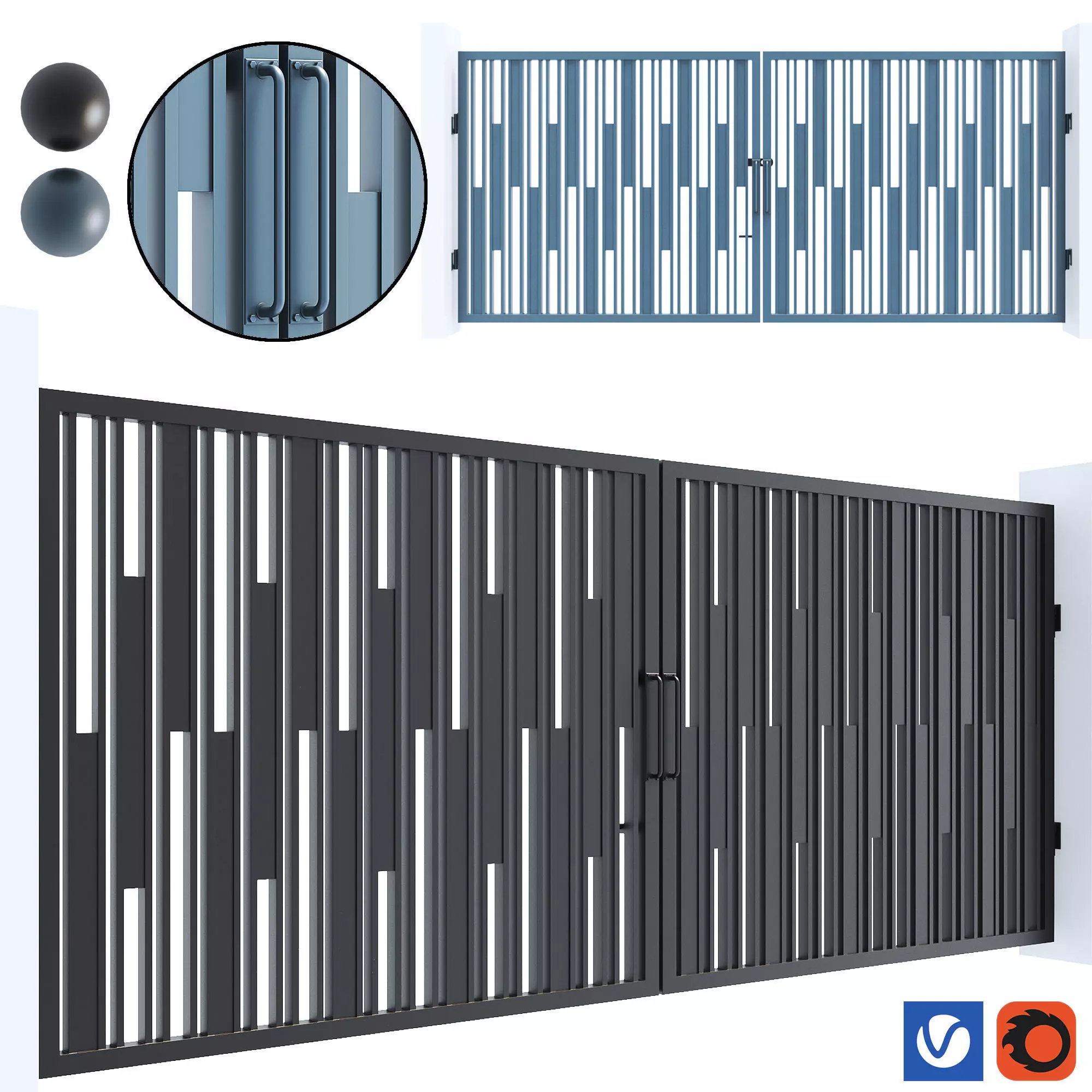 MODERN IRON ENTRY GATE 3D model