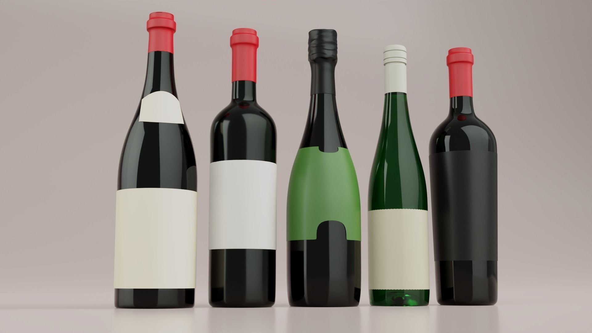 Wine bottle Pack 3D model_3