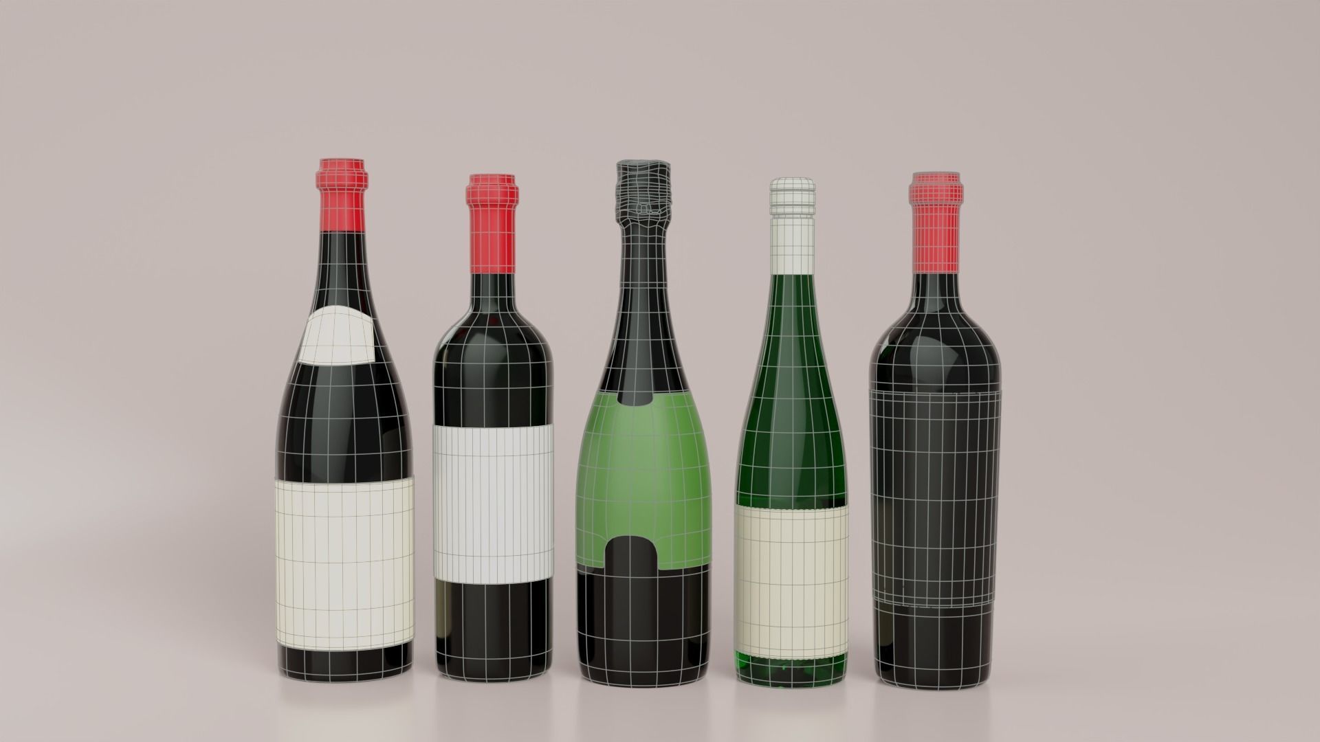 Wine bottle Pack 3D model_6