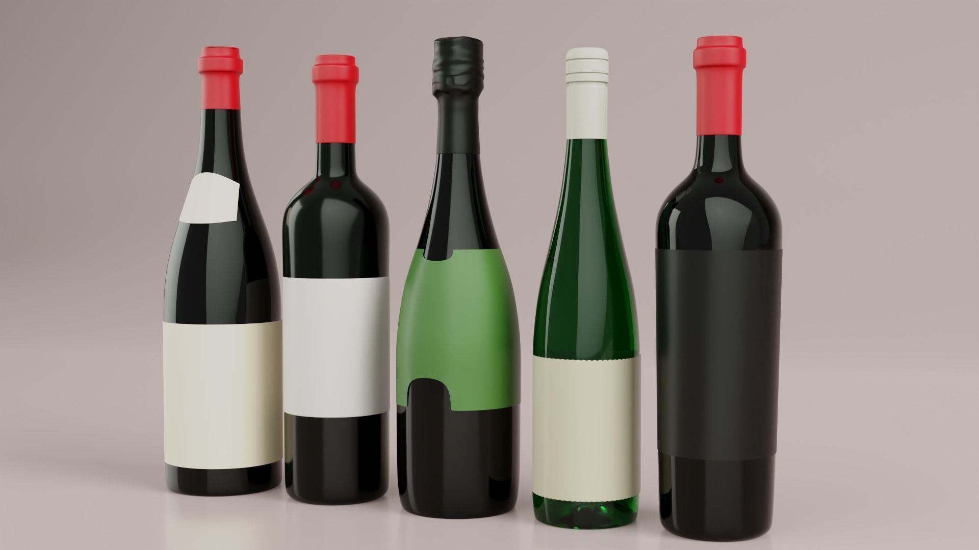 Wine bottle Pack 3D model_4