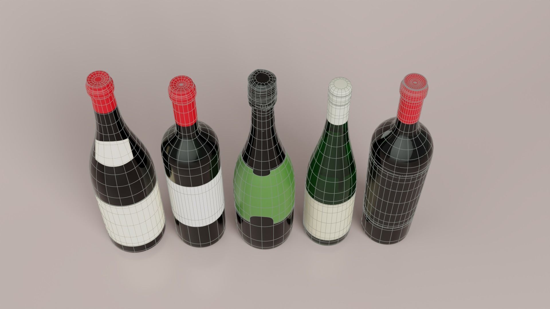 Wine bottle Pack 3D model_7