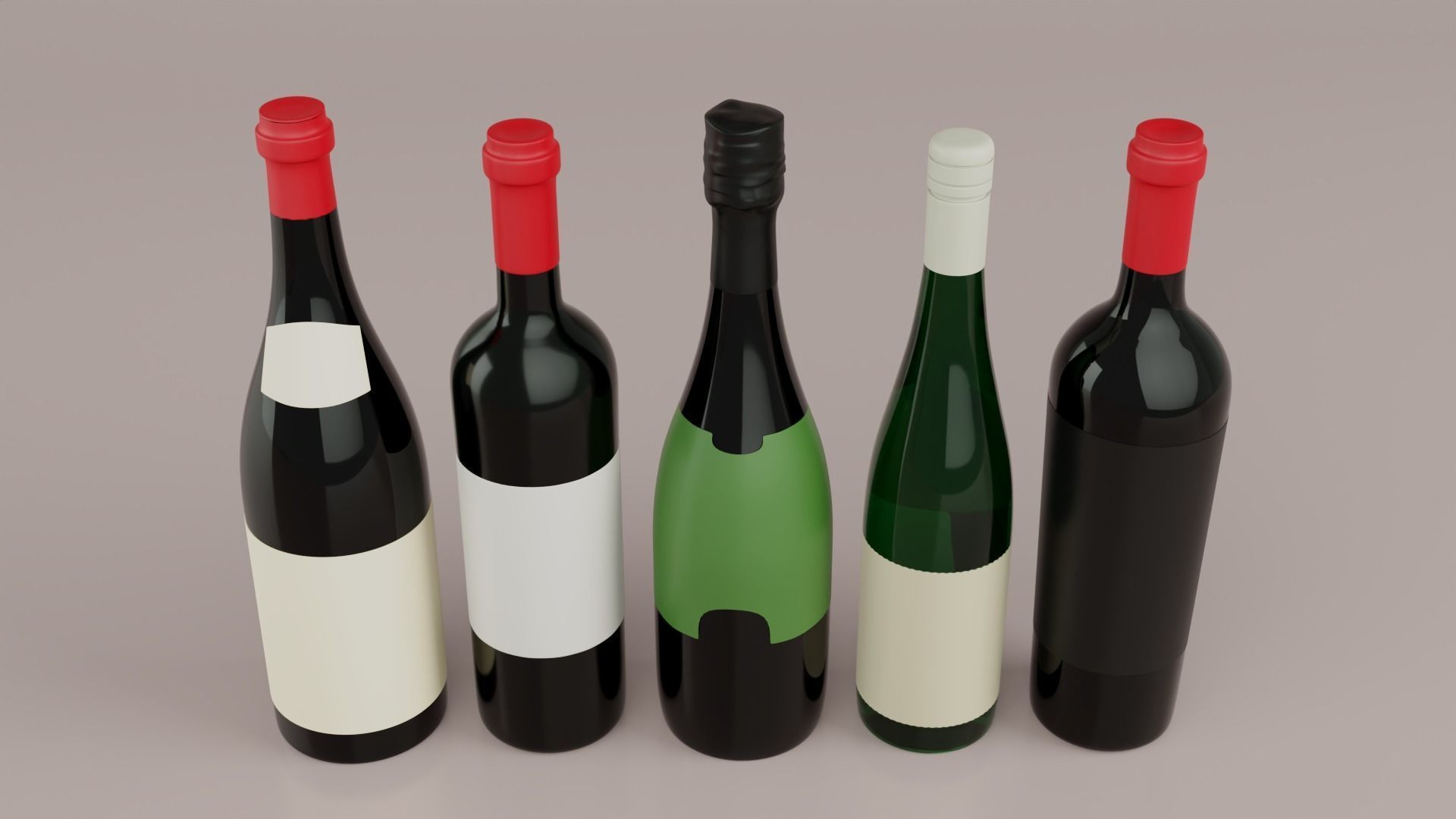 Wine bottle Pack 3D model_2