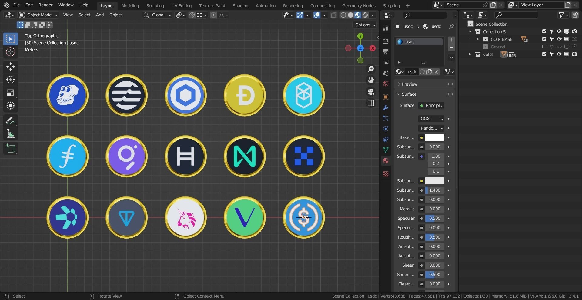 15 Base Crypto Coins vol3 Low-poly 3D model_3
