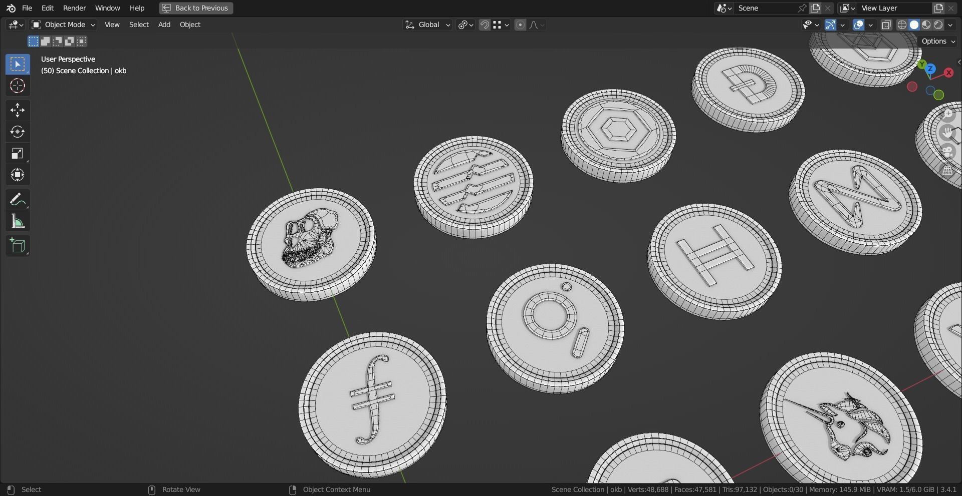 15 Base Crypto Coins vol3 Low-poly 3D model_7