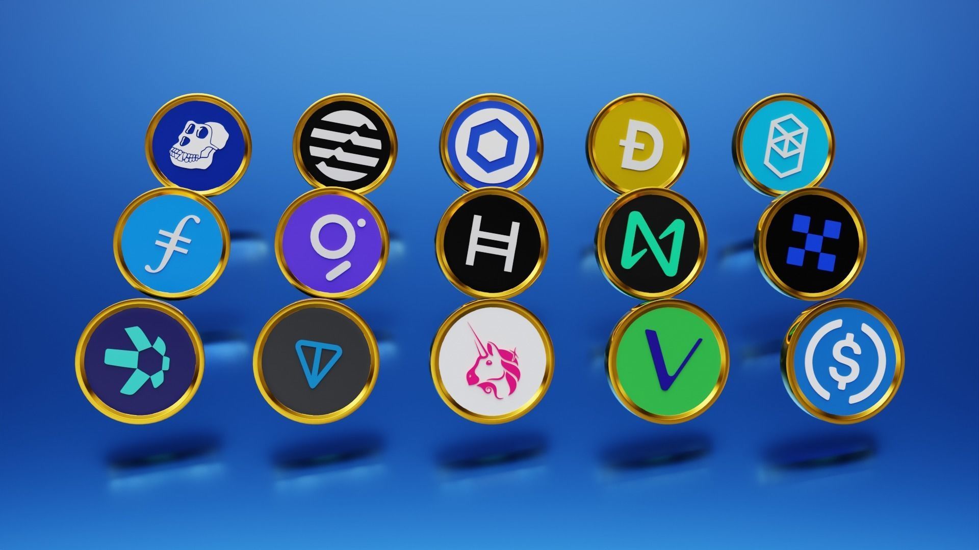 15 Base Crypto Coins vol3 Low-poly 3D model_10