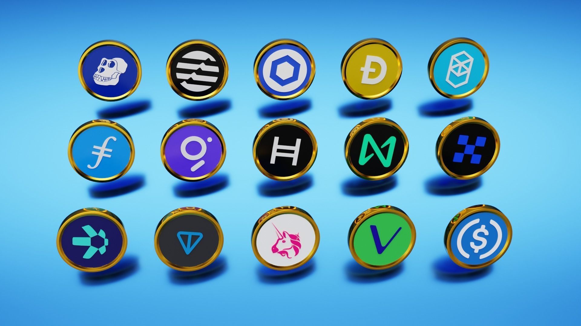 15 Base Crypto Coins vol3 Low-poly 3D model_12