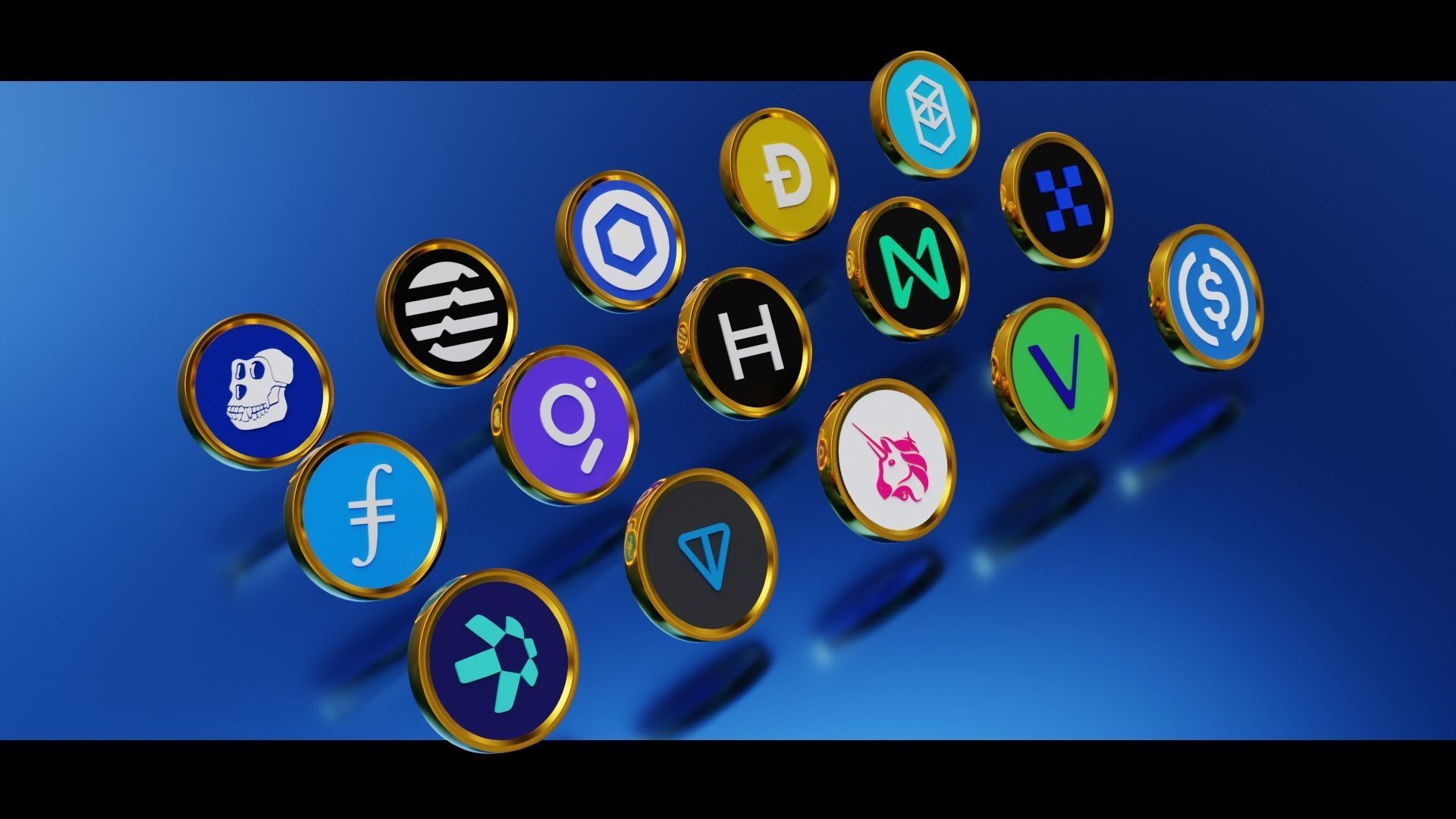 15 Base Crypto Coins vol3 Low-poly 3D model_1