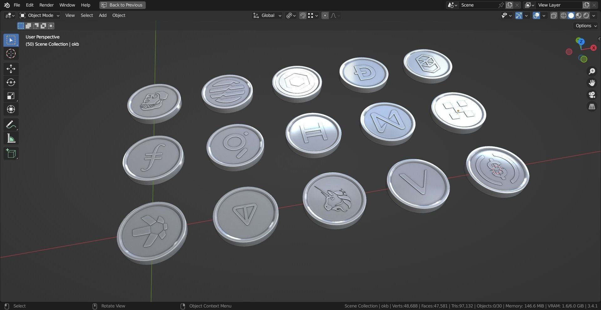 15 Base Crypto Coins vol3 Low-poly 3D model_5