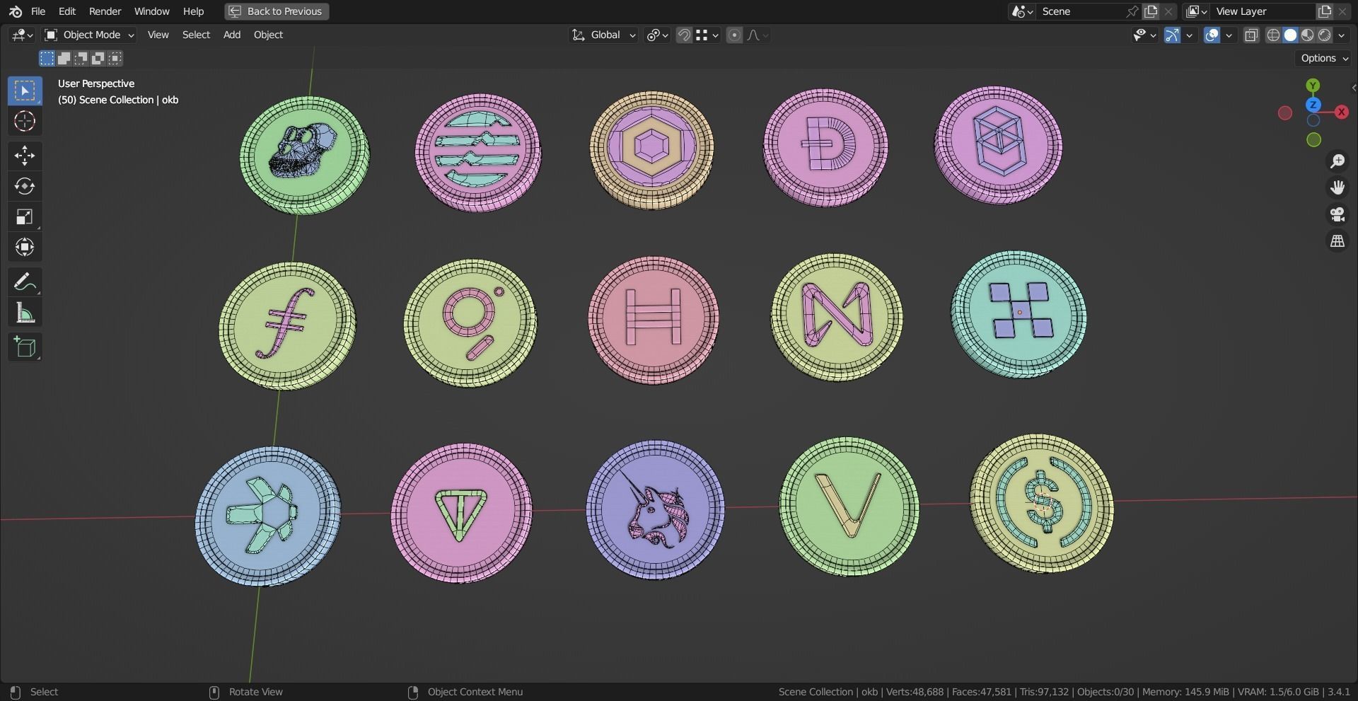 15 Base Crypto Coins vol3 Low-poly 3D model_9