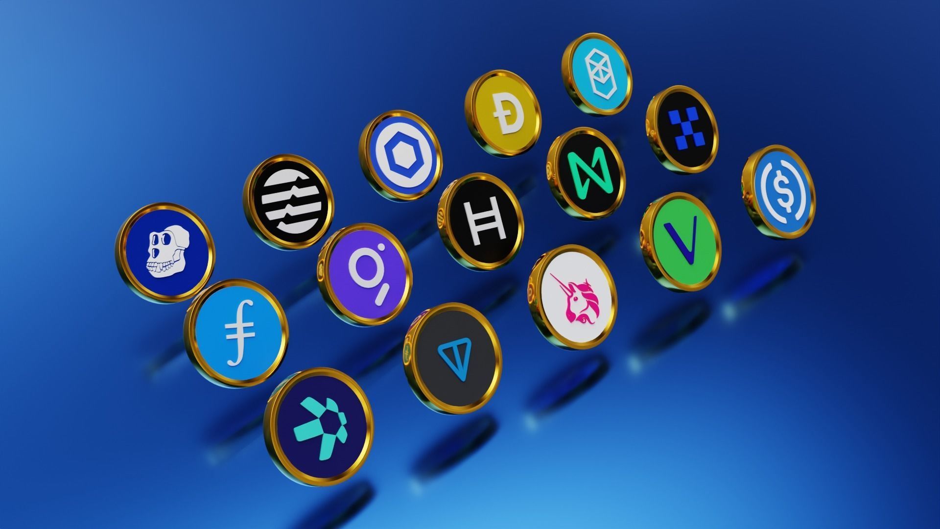 15 Base Crypto Coins vol3 Low-poly 3D model_11