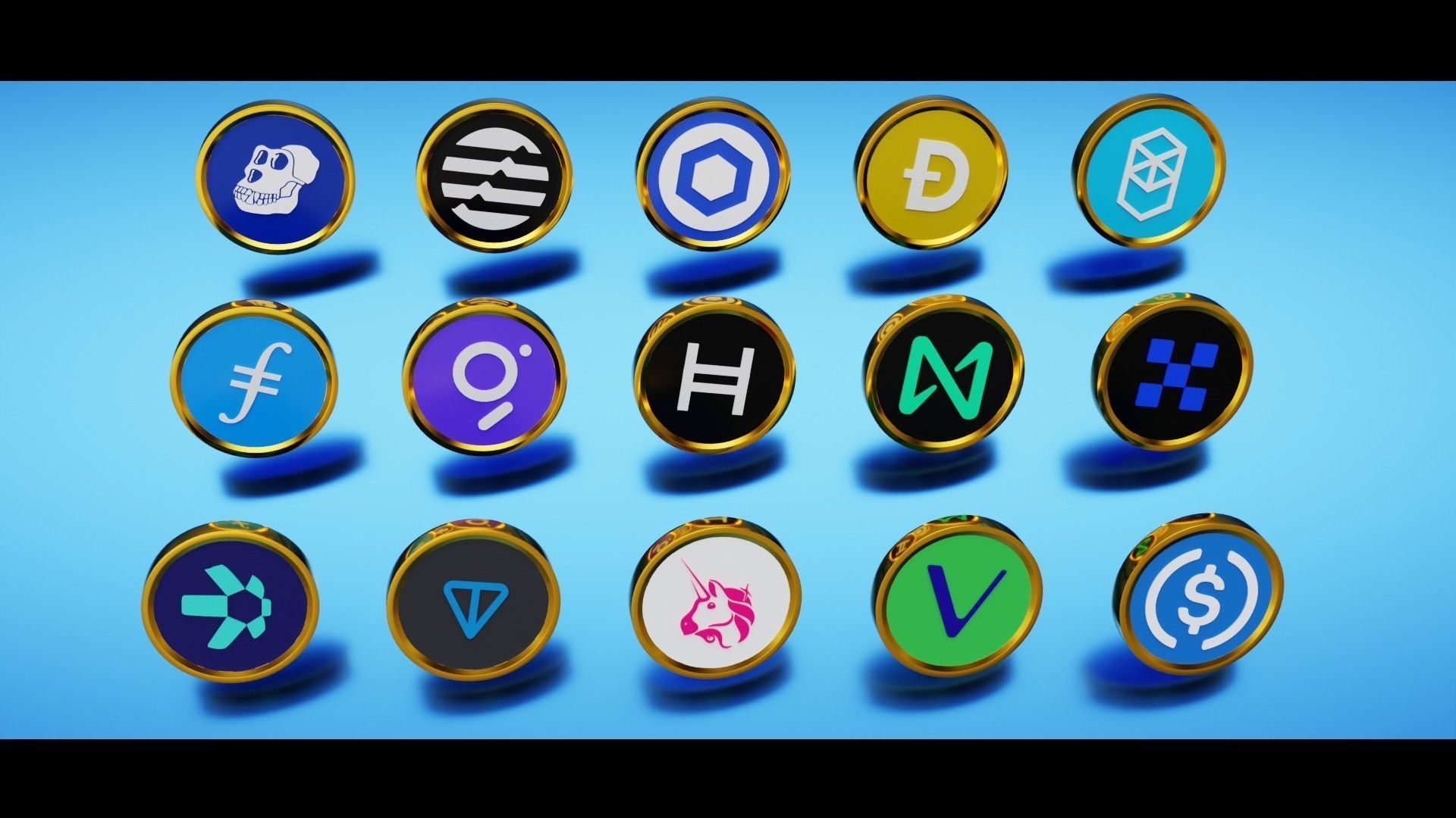 15 Base Crypto Coins vol3 Low-poly 3D model_2