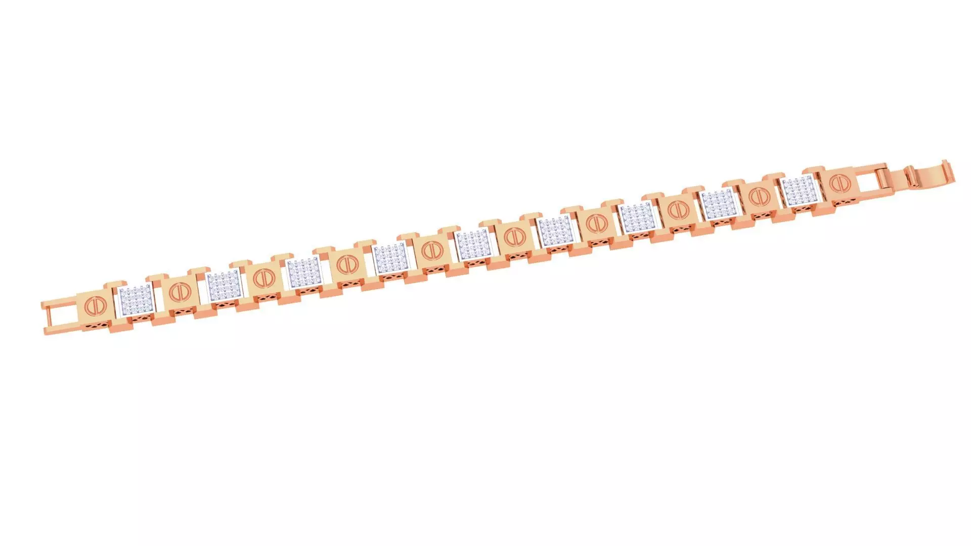 Screw Head Chain Style Unisex Diamond Bracelet 3dm renders 3D print model_0